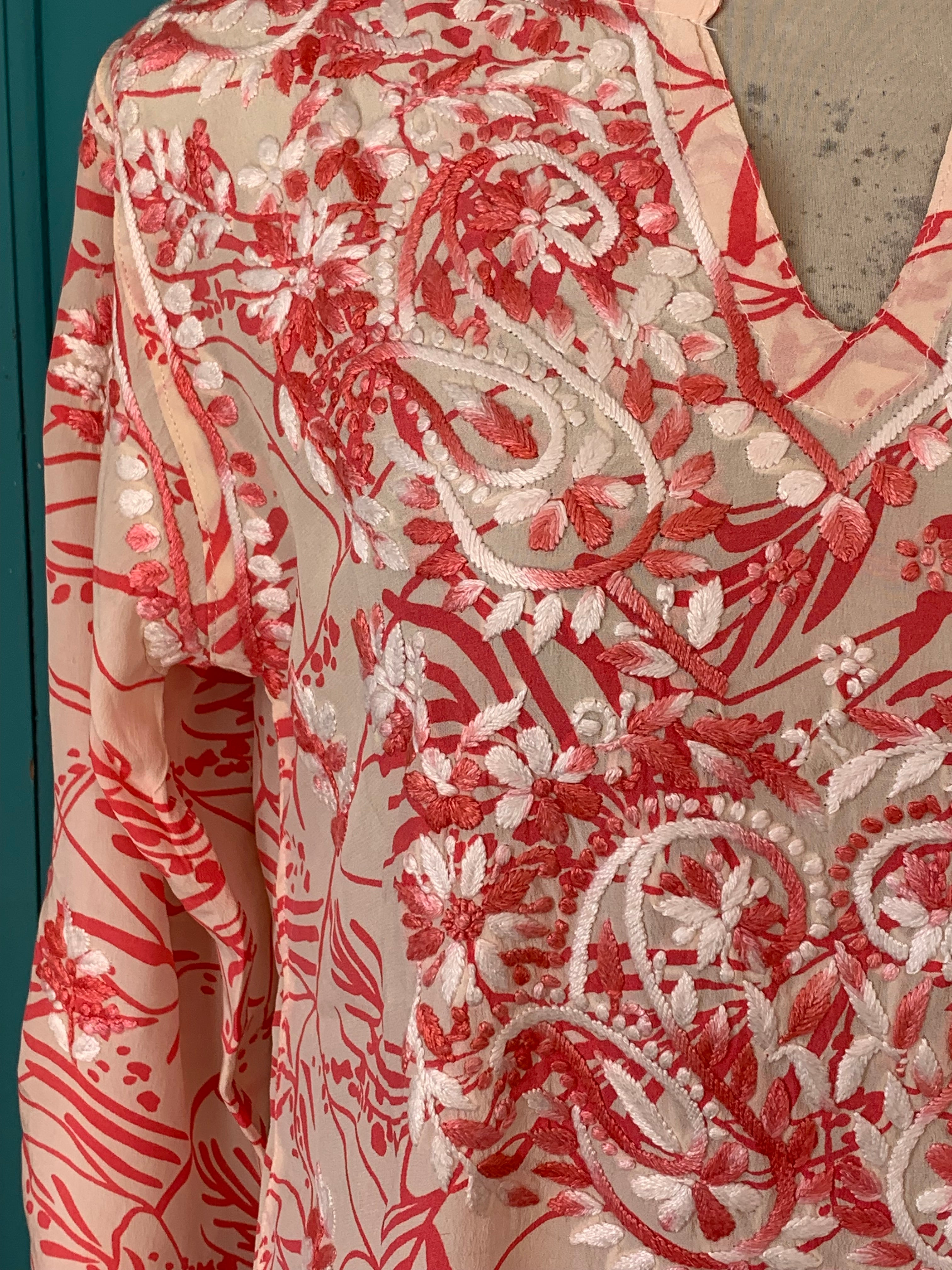 2024 New Women's Silk Tunic Top - Elegant Floral Rose Print Design for Casual Wear, Party & Special Occasions