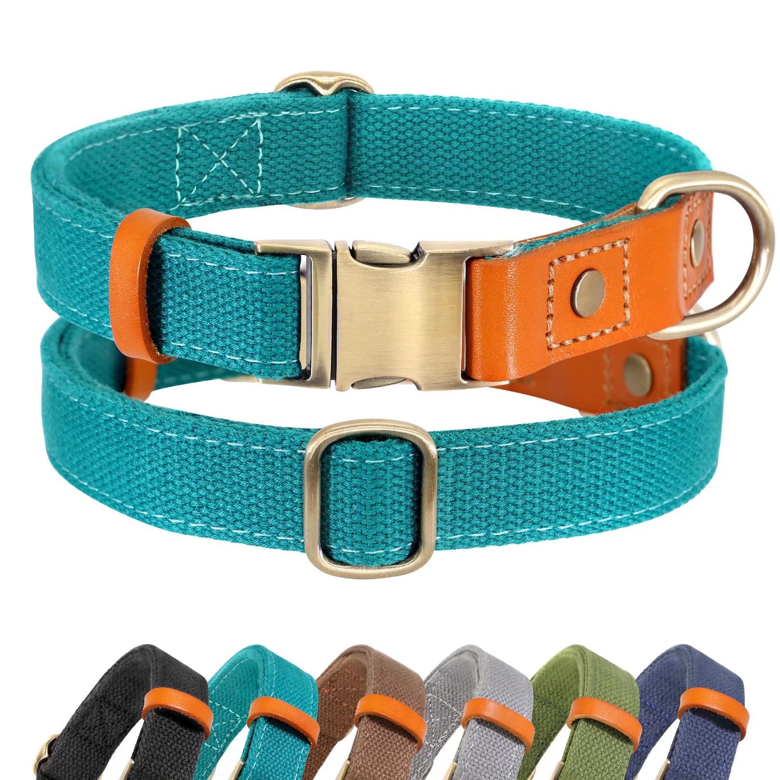 Durable Adjustable Dog Collar with Metal Buckle for Small Medium Large Dogs - Teal Color - Perfect for Daily Walks, Training & Outdoor Adventures