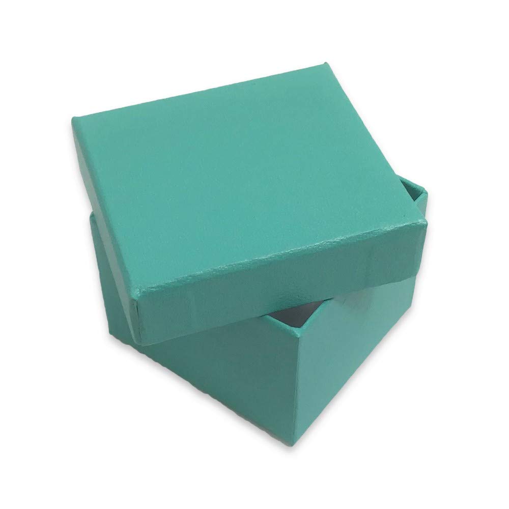 Teal Blue Faux Leatherette Single Ring Jewelry Box with Matching Packer Box - N'icePackaging (1 Qty) | Perfect for Engagement Rings, Wedding Bands & Jewelry Gift Packaging