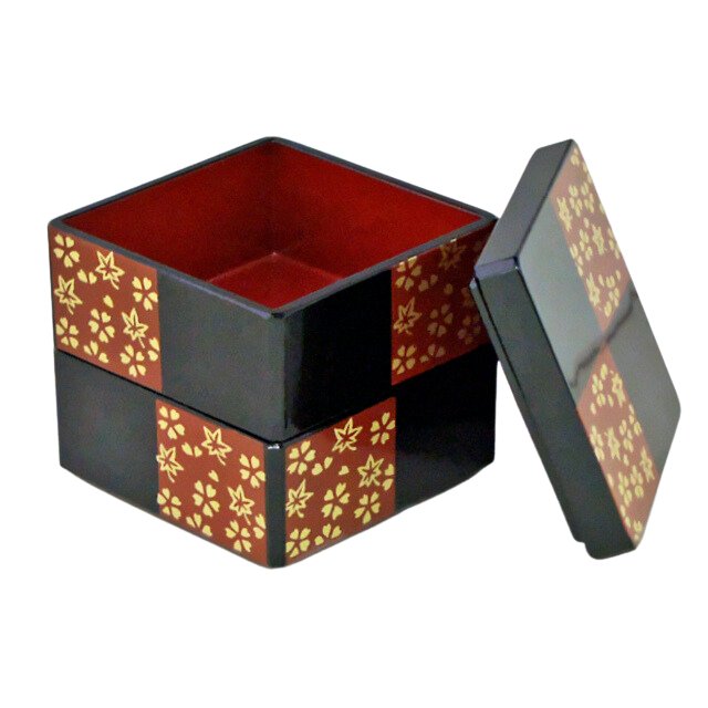 Isuke Mini Jubako Japanese 3-Tier Lacquered Wooden Bento Box - Perfect for Lunch, Picnics & Traditional Japanese Cuisine Presentation