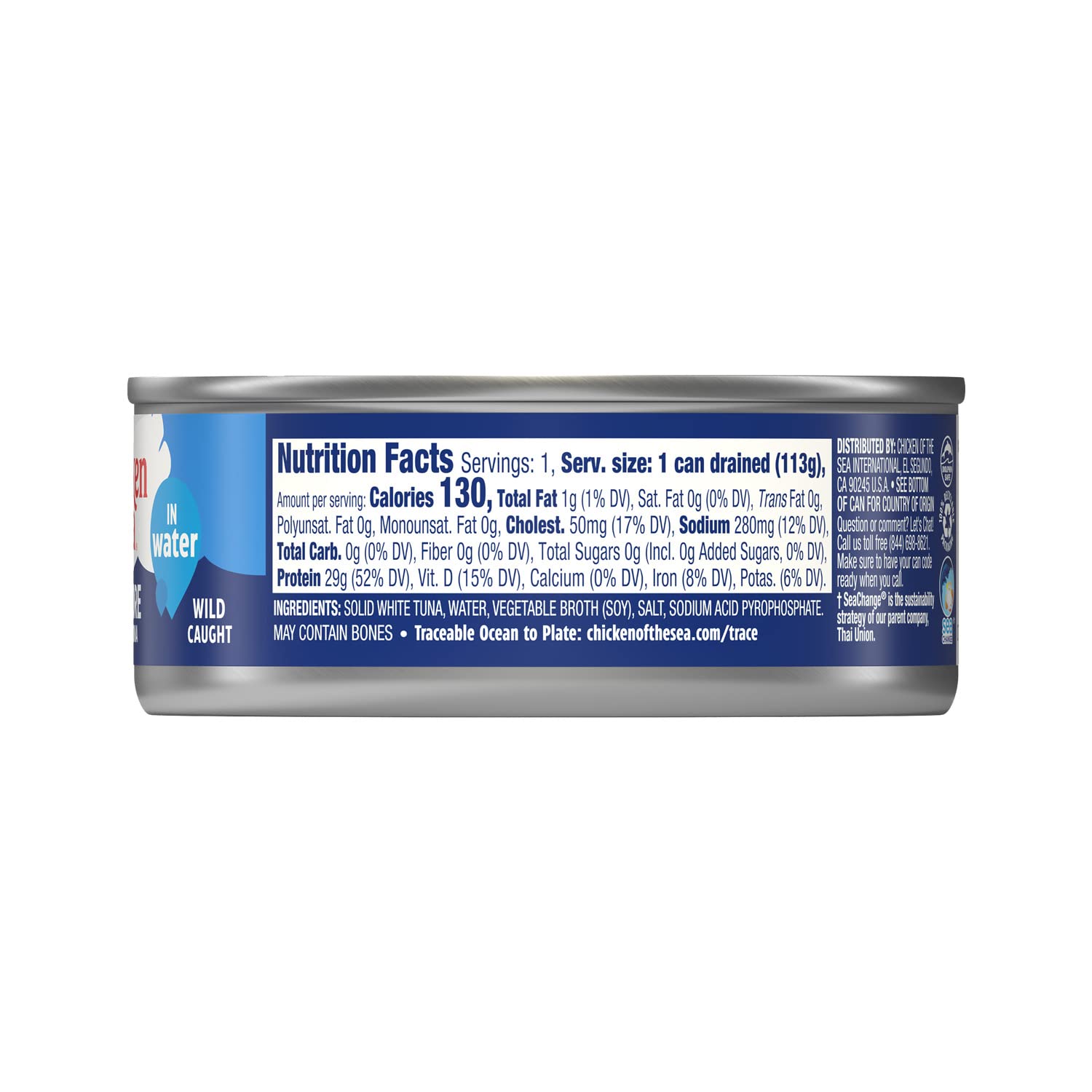 Premium Wild Caught Albacore Tuna in Water - Chicken of the Sea Solid White Tuna, 5 oz Can (Pack of 1) - Perfect for Salads, Sandwiches & Healthy Meals