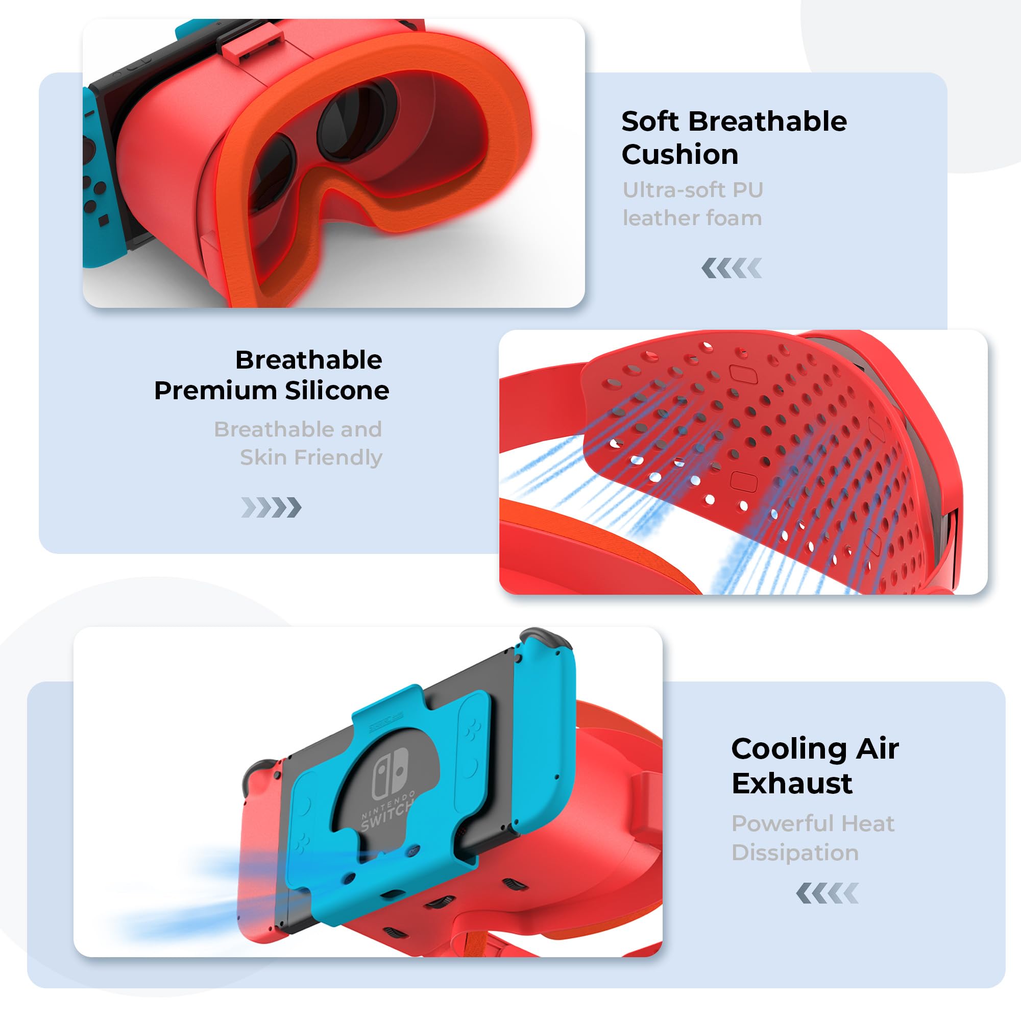 Upgraded VR Headset for Nintendo Switch & Switch OLED - Adjustable HD Lenses with Comfortable Head Strap & Rotary Button - Compatible with Switch VR Games & Labo VR Accessories (Orange & Blue) - Perfect for Immersive Gaming & Virtual Reality Experiences