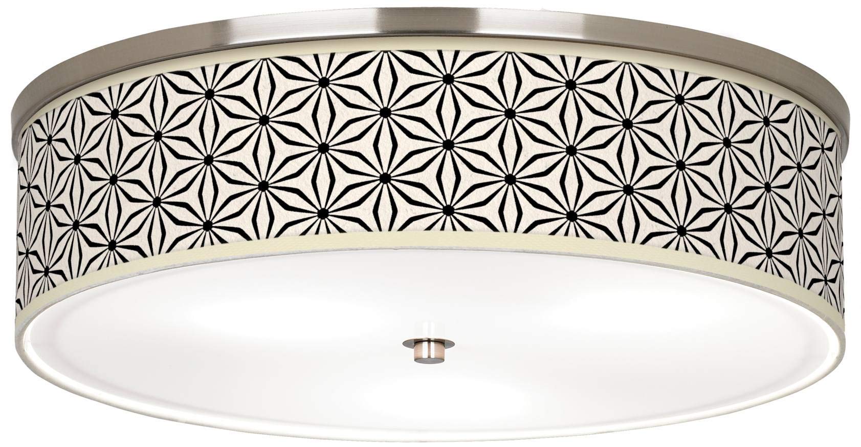 Vintage Kaleidoscope Floral Print Giclee Nickel Ceiling Light Fixture - 20.25