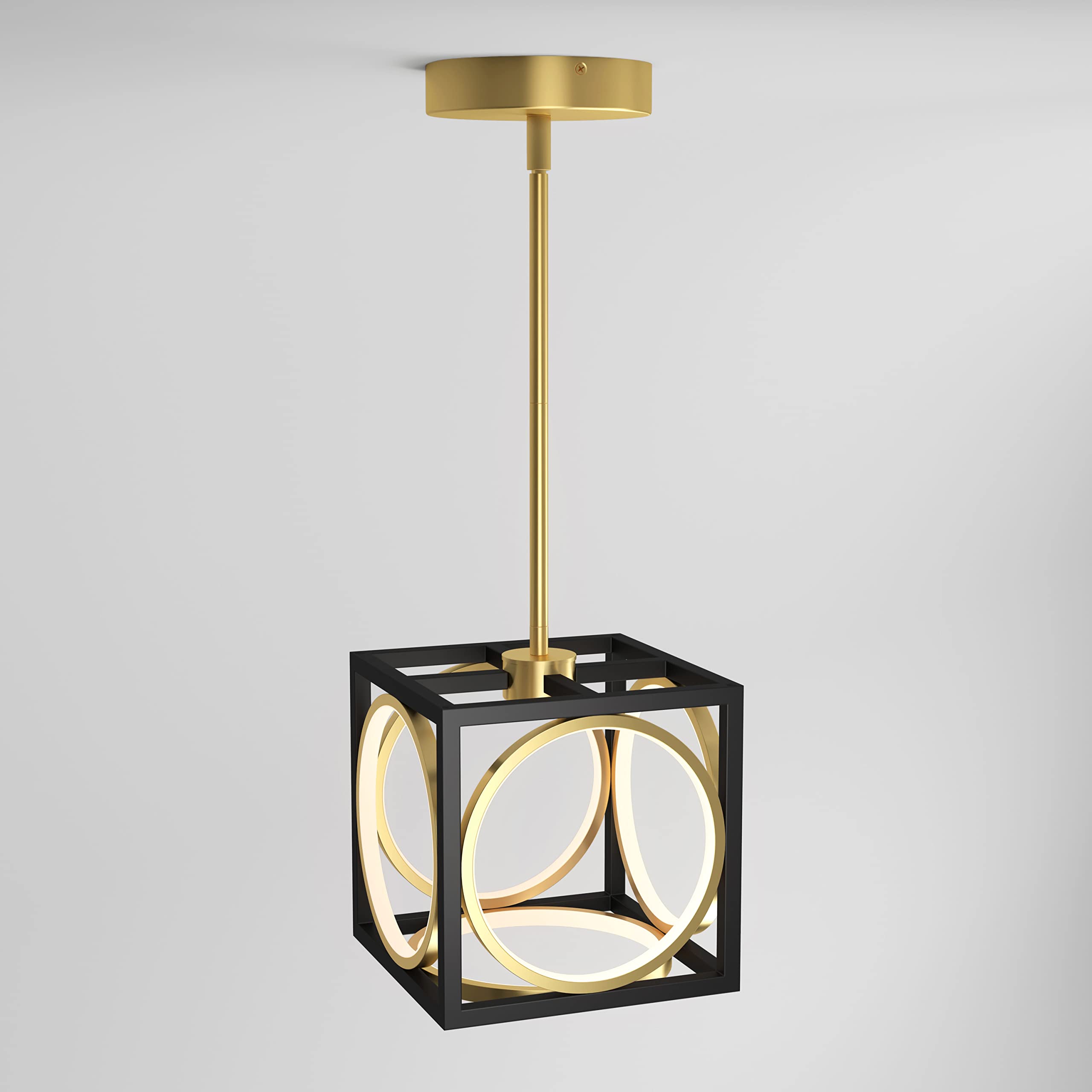 Artika Astoria 13W Modern Geometric Square Pendant Light - Black & Gold Kitchen Island Lighting Fixture, 800 Lumens 3000K Warm White LED, No Bulb Required - Perfect for Dining Room, Kitchen Island, Bar Counter and Restaurant Lighting