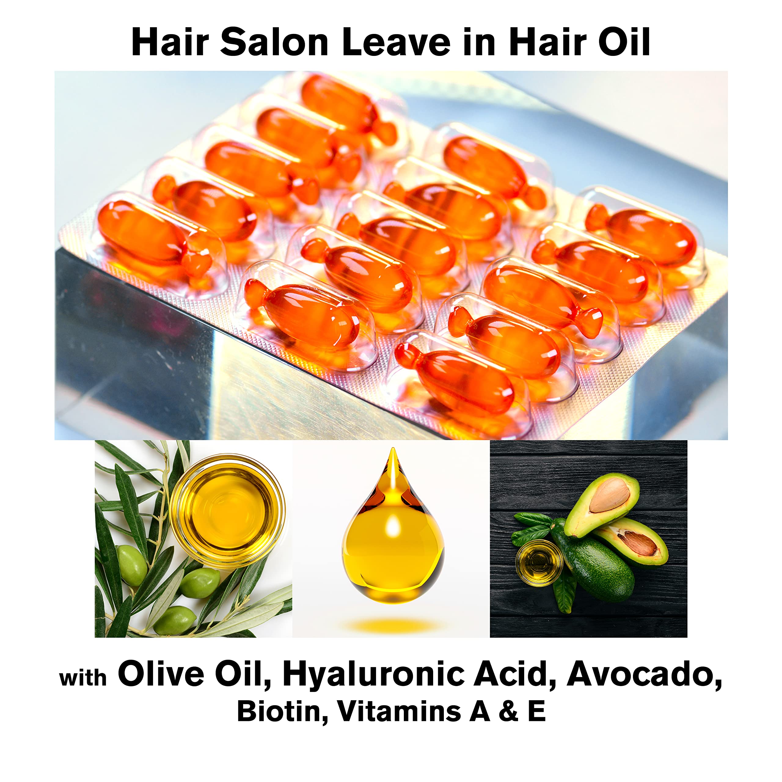 VICE-VERSA CURLS Hair Vitamins Oil for Frizzy & Curly Hair - Coconut, Avocado, Vitamin E, Biotin, Hyaluronic Acid - Anti-Frizz Serum Capsules for Daily Hair Care & Styling