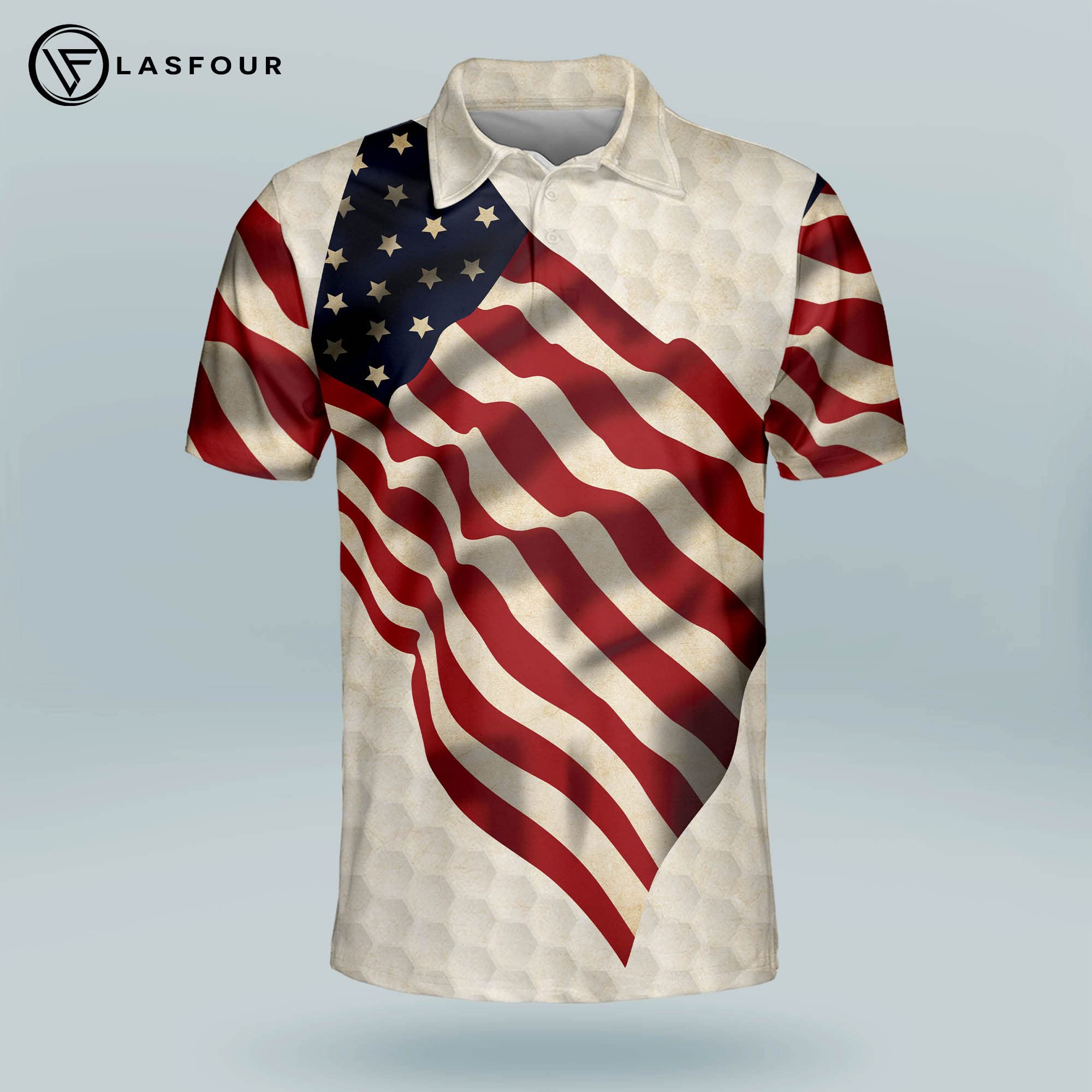 **LASFOUR Patriotic Golf Polo Shirts for Men - Short Sleeve American Flag Design - Perfect for Dad & Grandpa - Ideal for Golf, BBQ, and 4th of July Celebrations**