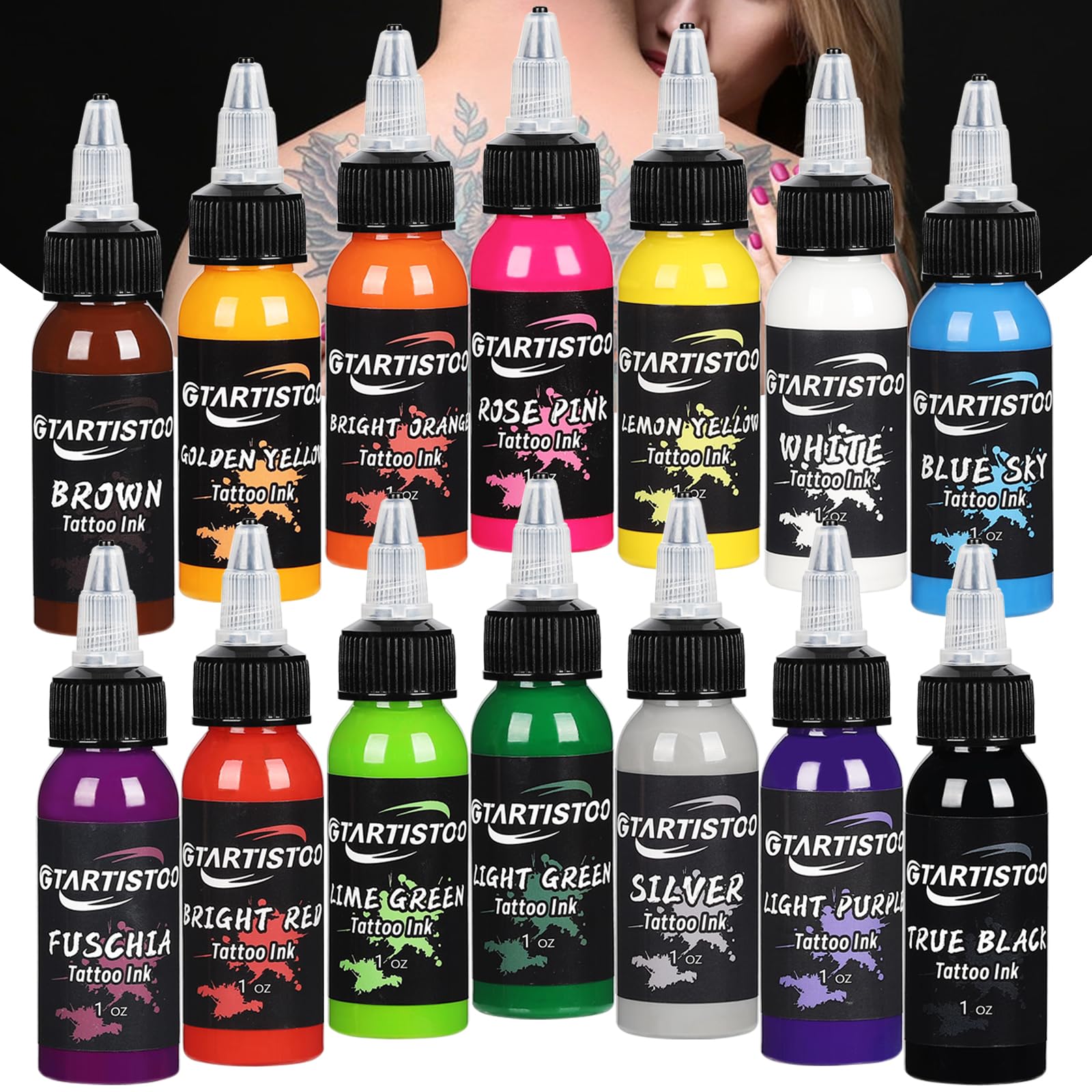 Professional 1OZ (14 Colors 30ml) Vegan-Friendly Pigment Ink Set for Calligraphy, Art & Tattoo Supplies - Perfect for Artists, Crafters & DIY Projects