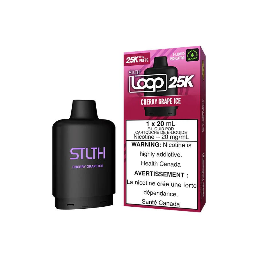 Cherry Grape Ice Disposable Vape - STLTH Loop 25K Puffs | Refreshing Fruit Flavor for All-Day Vaping | Perfect for Travel, Work, and Relaxation