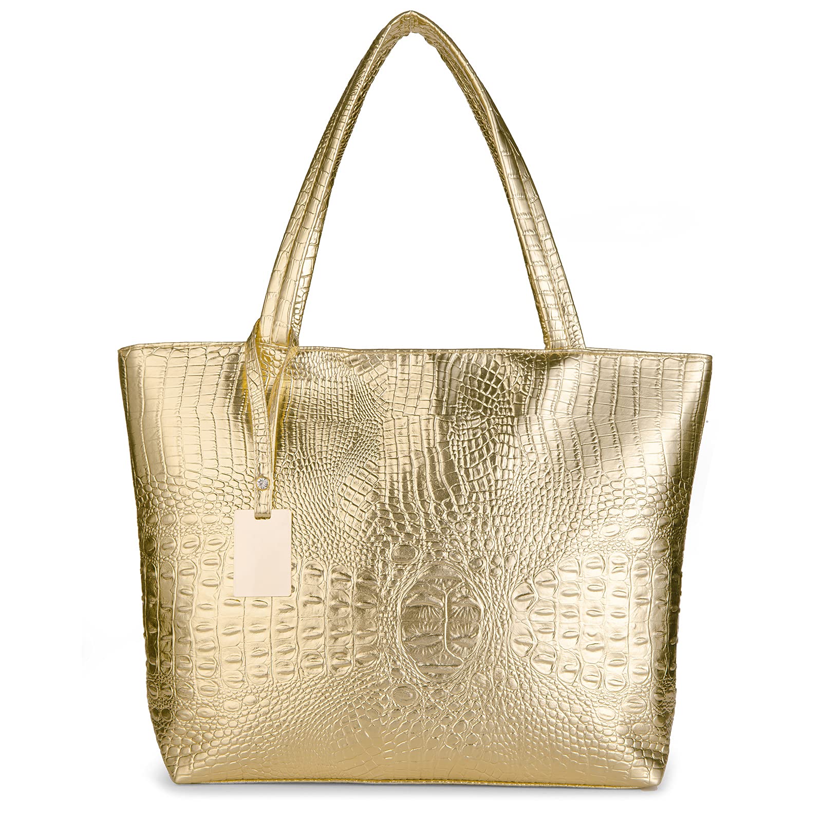 SUMGOGO Women's Crocodile Leather Satchel Handbag - Large Shoulder Tote Purse with Wallet Compartment | Perfect for Work, Travel & Everyday Use