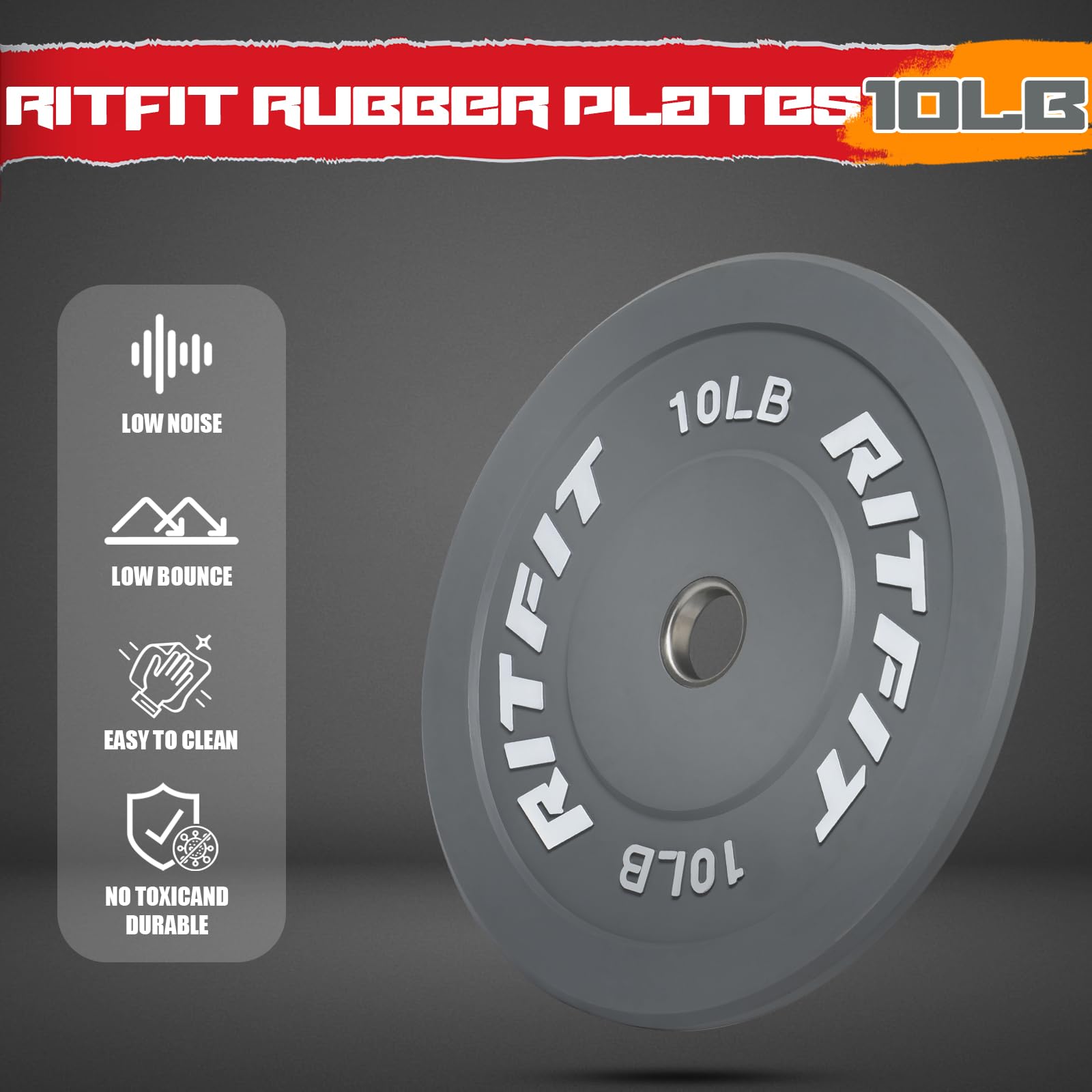 RitFit Color Coded Olympic Bumper Plates - 2-Inch Thick Rubber Weight Plates with Steel Insert for Home Gym Strength Training | Perfect for CrossFit, Powerlifting & Weightlifting Workouts