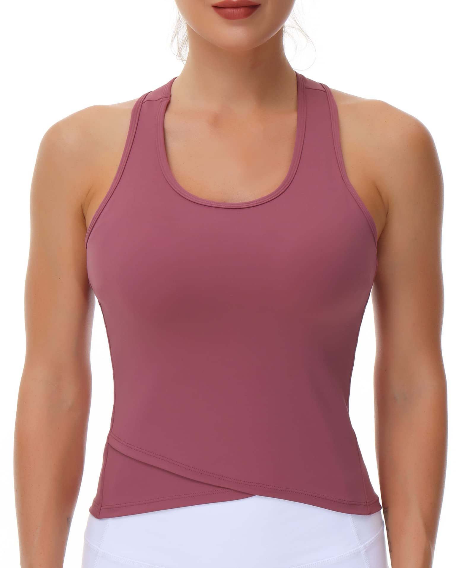 THE GYM WOMEN'S RACERBACK WORKOUT TANK TOP WITH BUILT-IN BRA | SLEEVELESS SLIM FIT ATHLETIC SHIRT | FOR GYM, YOGA, RUNNING & FITNESS TRAINING