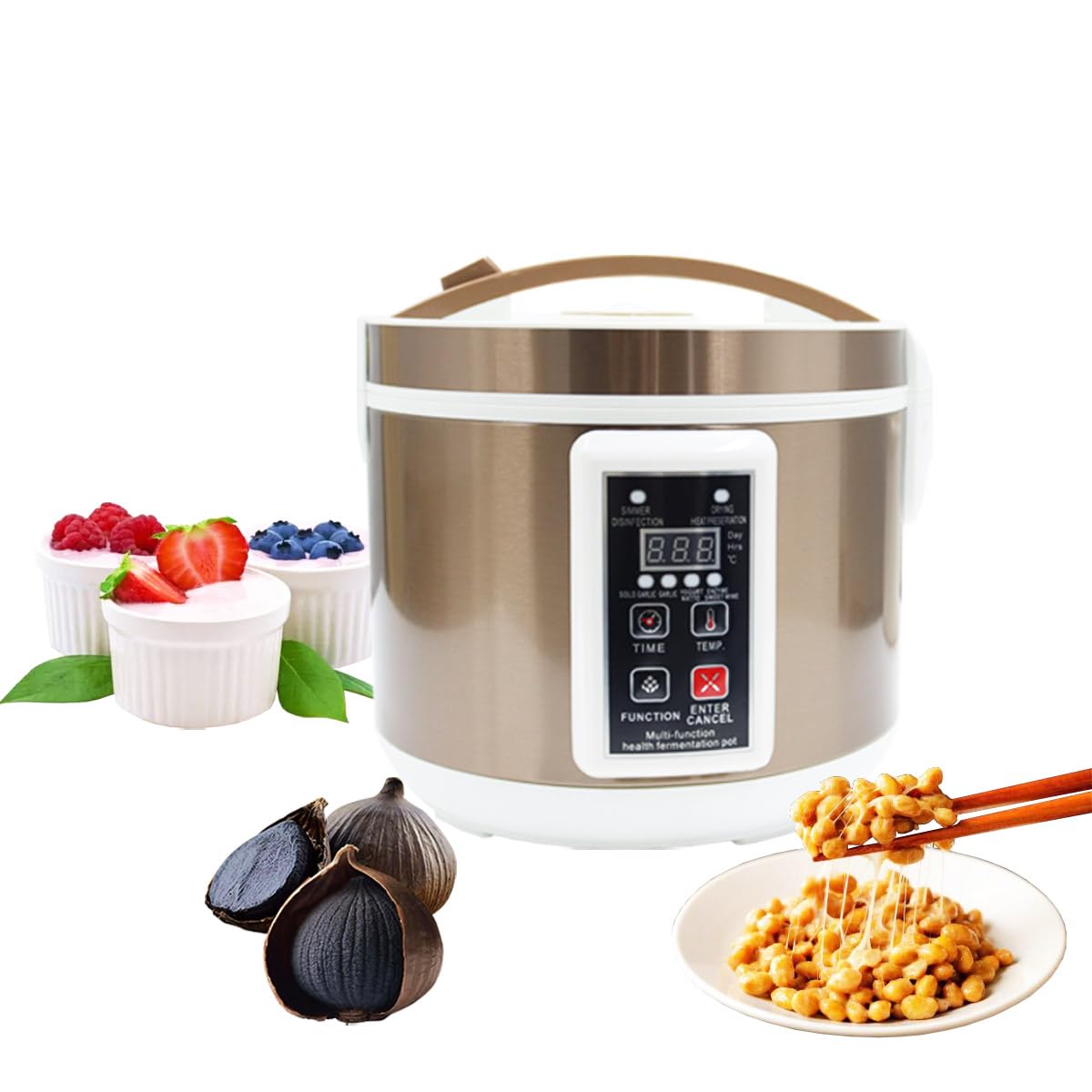 INTSUPERMAI 5L Automatic Fermenter Pot - Smart Multi-Functional Fermentation Machine for Black Garlic, Yogurt, Natto - DIY Cooker with Intelligent Control - Perfect for Home Brewing, Healthy Snacks & Fermented Foods