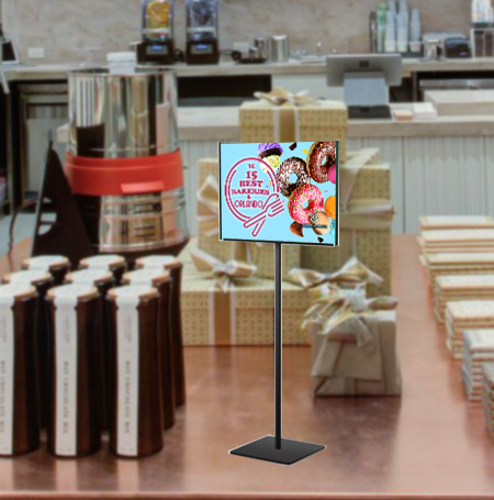 11x17 Lightweight Countertop Pedestal Sign Stand - Single Sided Fixed Height 18