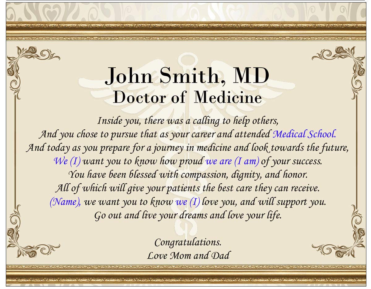 Personalized Engraved Desk Plaque - Unique Graduation Gift for Medical School Graduates, New Doctors & Future Physicians - Caduceus Design - Perfect for Office Decor, Study Desk & Professional Milestone Celebrations