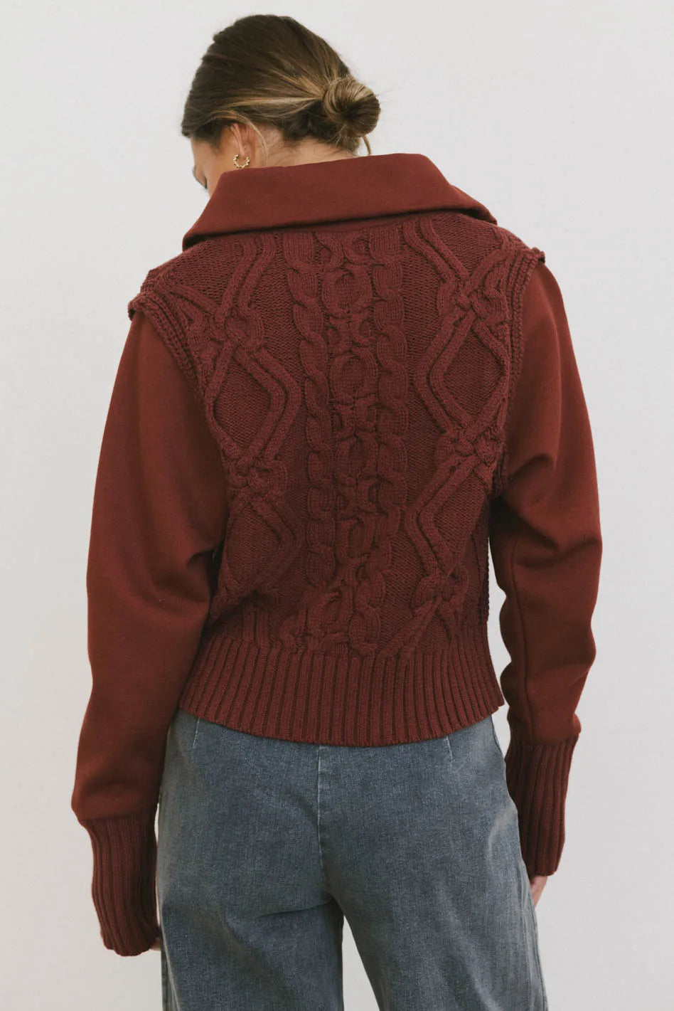 Stylish Burgundy Irene Cable Knit Sweater for Women | Cozy Winter Pullover | Perfect for Casual Outings, Office Wear & Holiday Gatherings