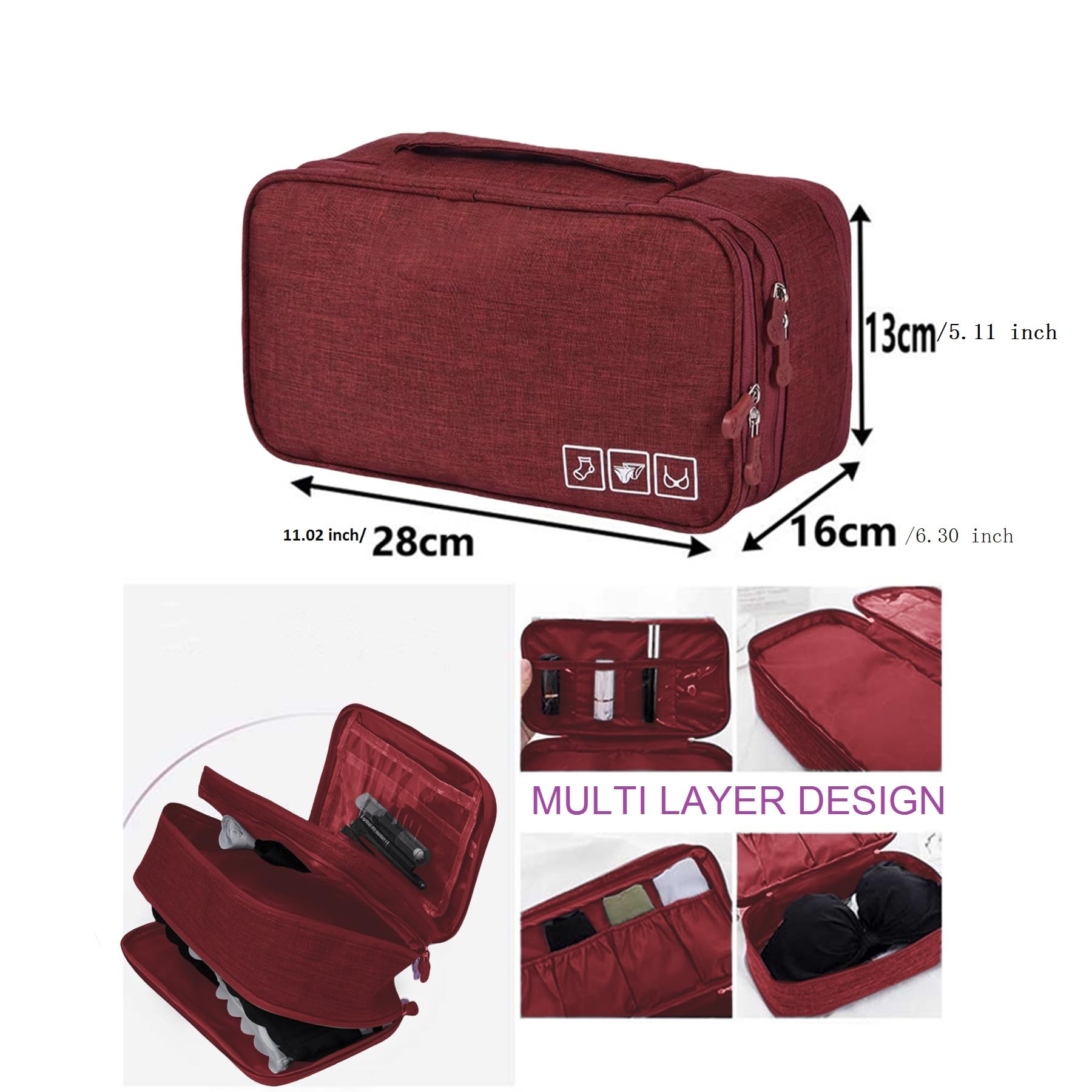 Multi-Function Travel Underwear Organizer - Portable Storage Bag for Bras, Socks & Lingerie | Packing Cube & Toiletry Bag for Vacation, Business Trips & Daily Organization