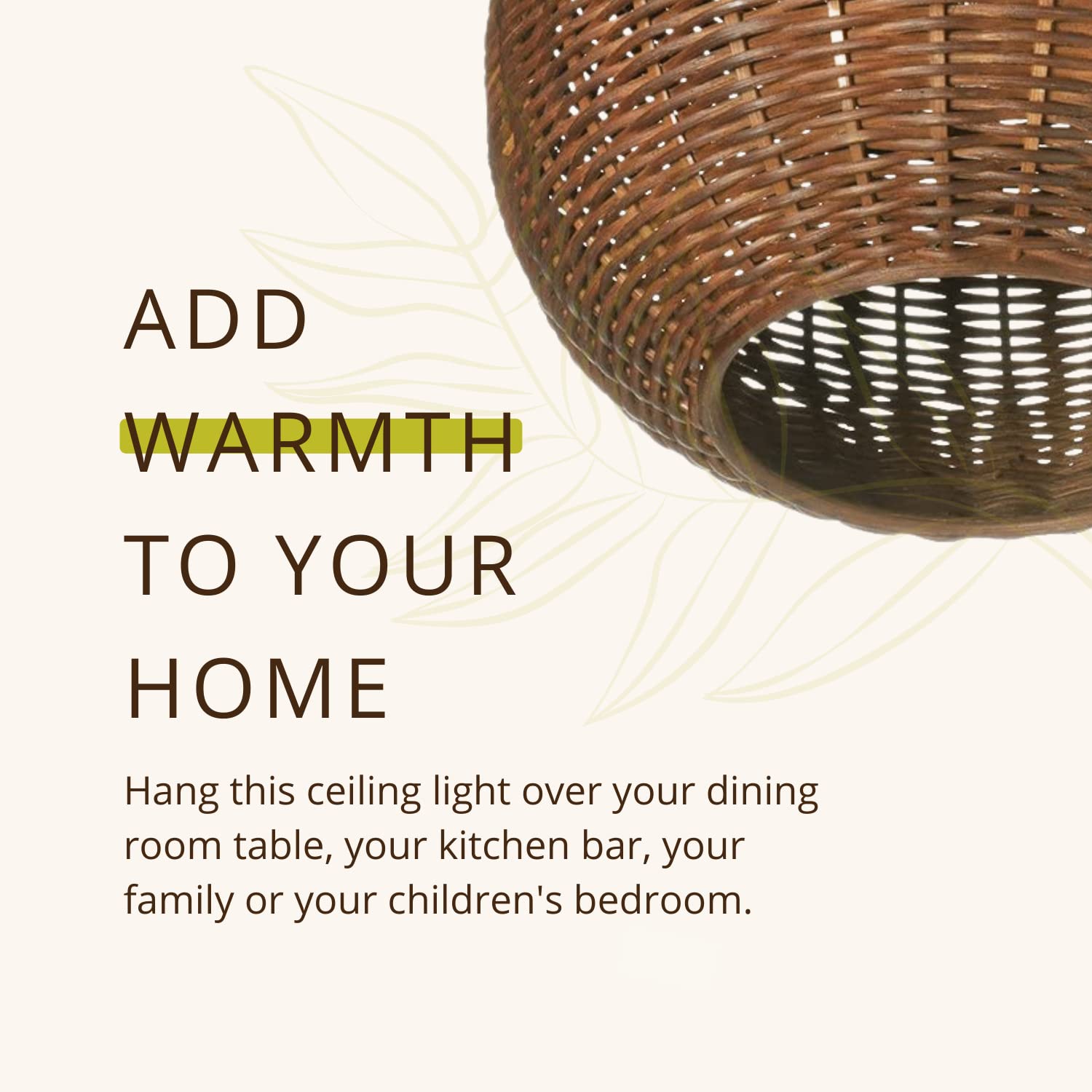 KOUBOO Wicker Ball Pendant Light - Rustic Brown Rattan Ceiling Lamp for Farmhouse, Boho, and Coastal Home Decor - Perfect for Dining Room, Bedroom, and Patio Lighting