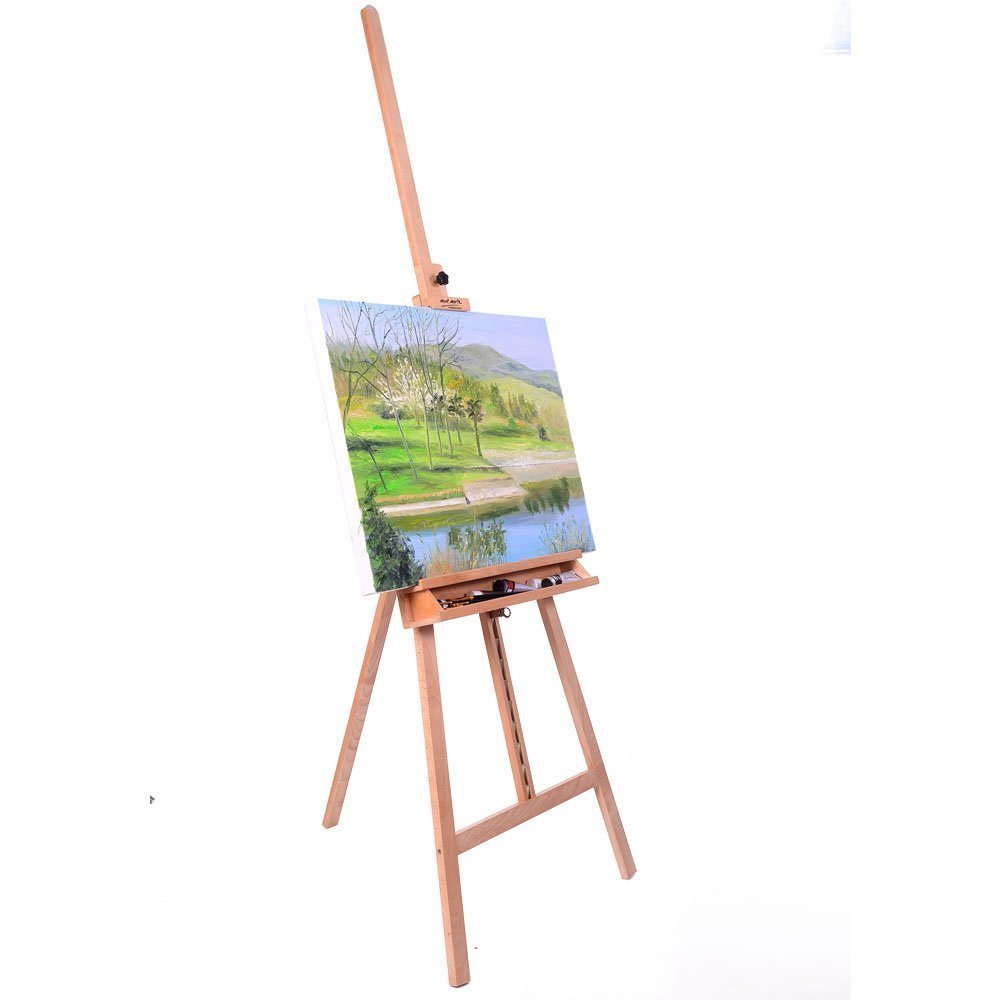 Mont Marte Professional Beech Wood Floor Easel with Adjustable Tilt - Perfect for Artists, Painters & Studio Use