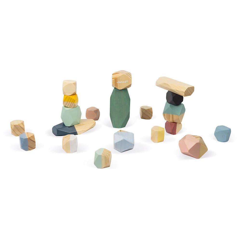 Janod Sweet Cocoon Stacking Stones - Wooden Balancing Game for Kids, Montessori Educational Toys for Toddlers - Perfect for Indoor Play, Birthday Gifts & Preschool Learning Activities