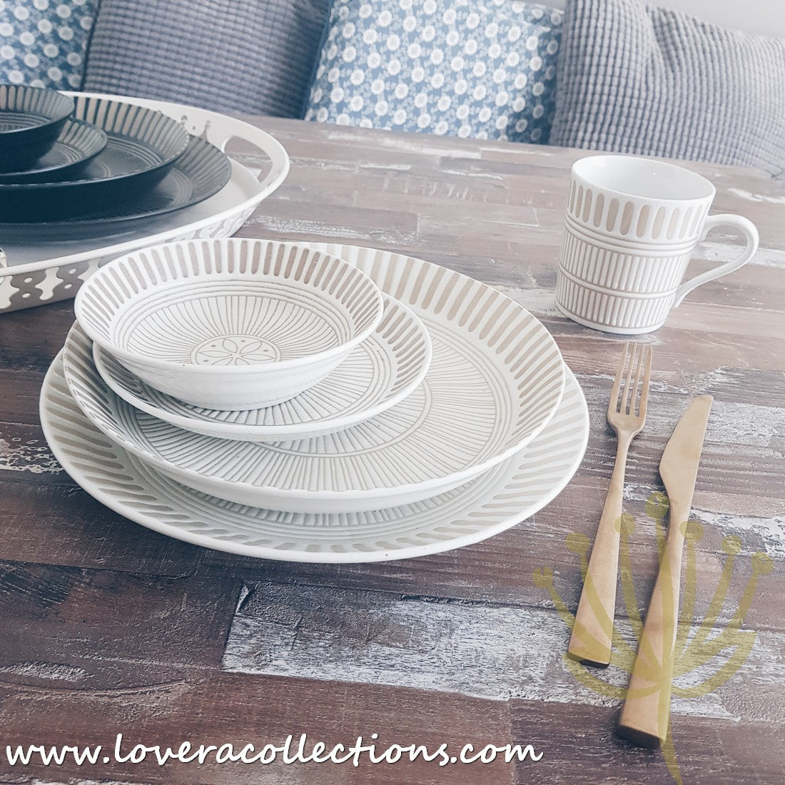 Bloom Japan Sausalito Dinnerware Set - Premium Porcelain Plates, Bowls & Cups - Elegant Japanese Style Tableware for Dining, Entertaining & Home Decor (50% Off Sale)