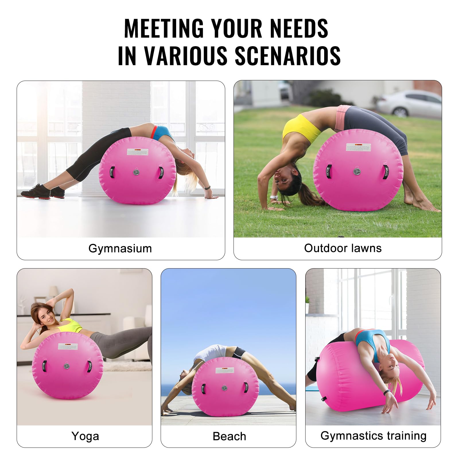 VEVOR Inflatable Gymnastics Air Mat with Electric Pump - Portable Training Mat for Home Gym, Yoga, Cheerleading | Perfect for Indoor Exercise, Outdoor Beach & Park Activities, Water Sports