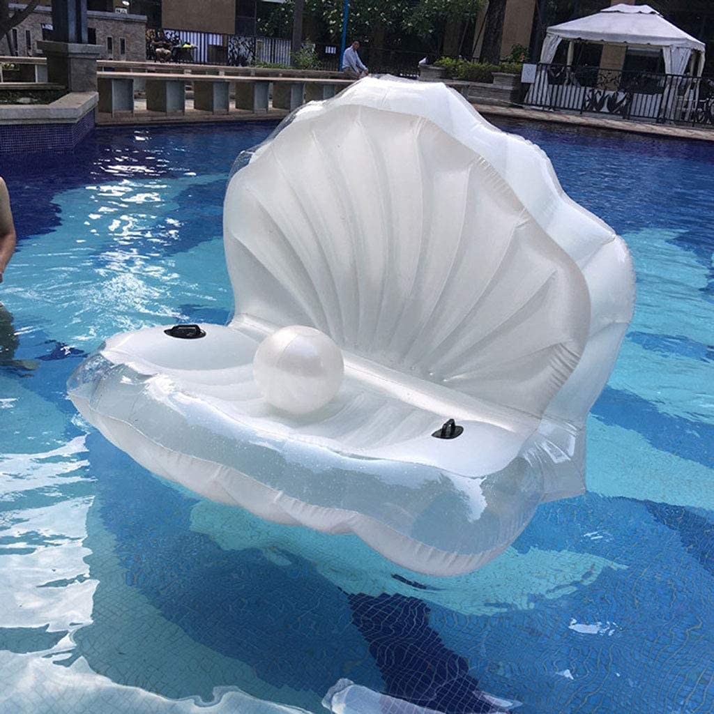 **Giant Pearl Scallop Inflatable Pool Float with Handle - Premium Shell Lounger & Water Sofa for Adults - Perfect for Pool Parties, Beach Relaxation, and Summer Fun**
