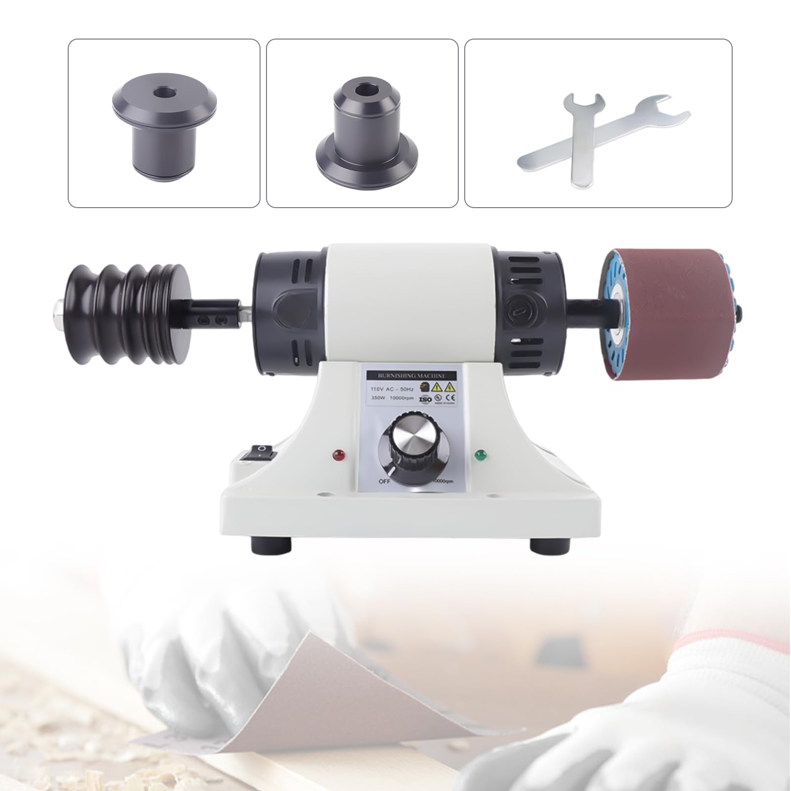 110V 350W Electric Leather Edge Burnishing Machine & Polisher Sander - 0-8000 RPM Adjustable Speed with US Plug - Perfect for Leather Crafting, Shoe Repair & DIY Projects