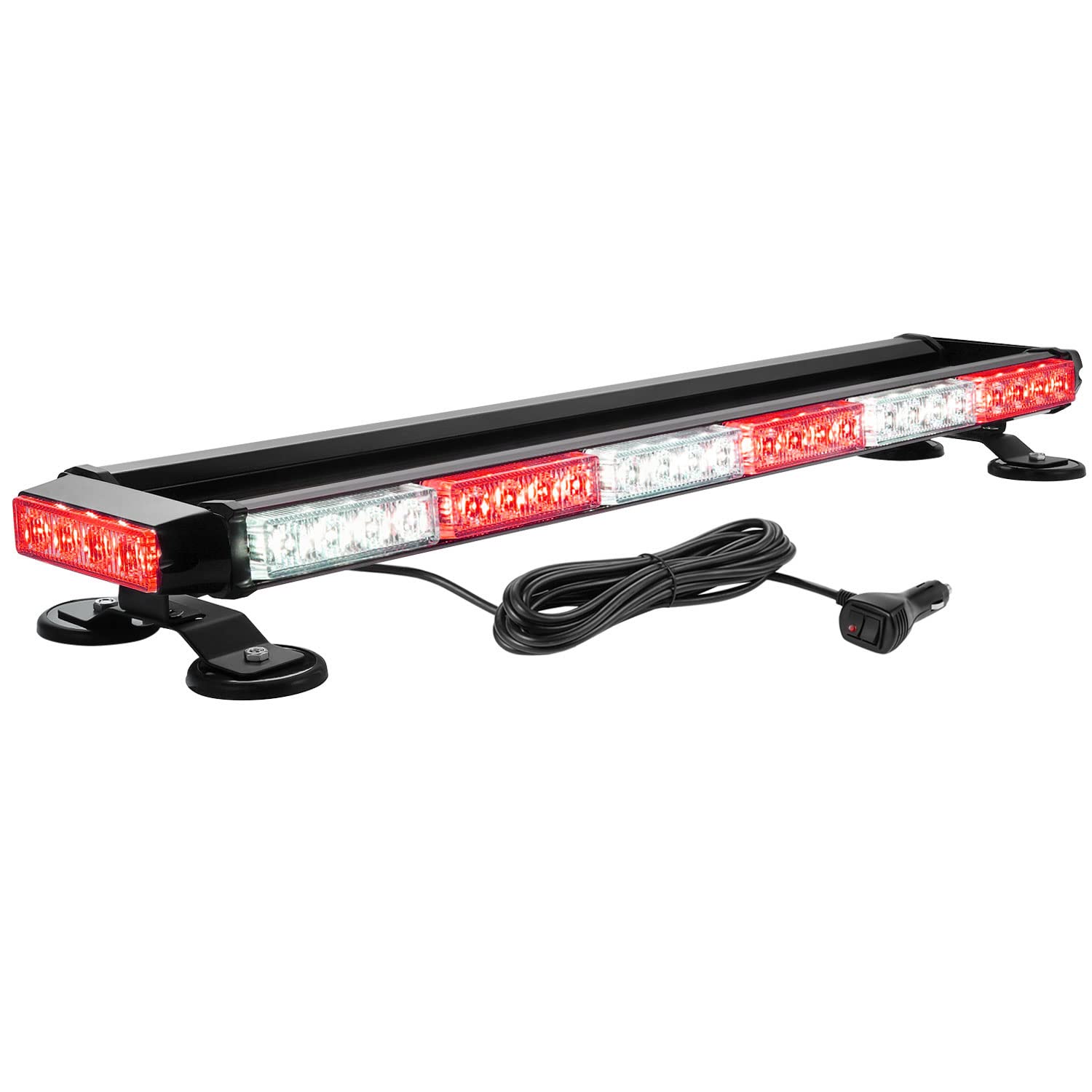 WOWTOU 56 LED Red & White Emergency Light Bar with Strong Magnetic Base - Strobe Beacon for Volunteer Firefighter, First Responder Vehicles, Trucks & POVs | Roof Safety Flashing for Emergency Scenes & Night Operations