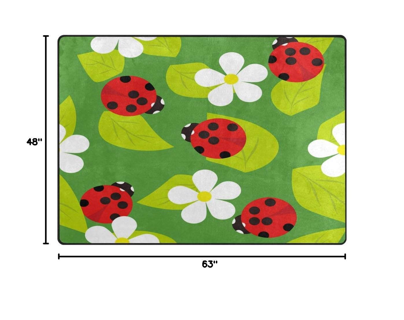 ALAZA Cartoon Ladybug Leaves Non-Slip Area Rug 5'3