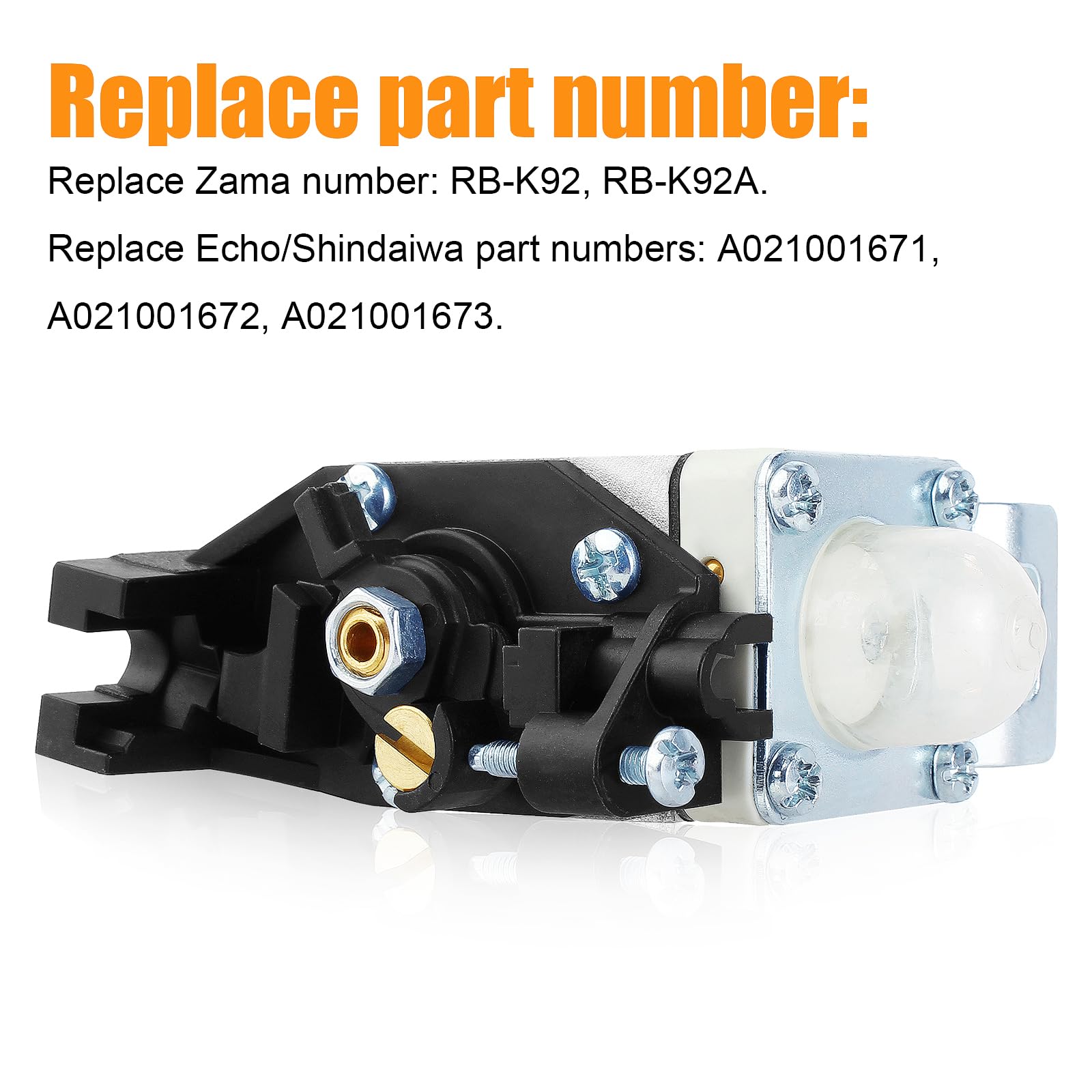 Zama RB-K92 RB-K92A Carburetor with Gasket & Primer Bulb - Compatible with Echo, Shindaiwa HCR-161ES, HRC-171ES, HC152, DH232, DH235, HT232 Hedge Trimmers - Replacement Part A021001671, A021001672, A021001673 - Perfect for Lawn Maintenance & Landscaping Tools