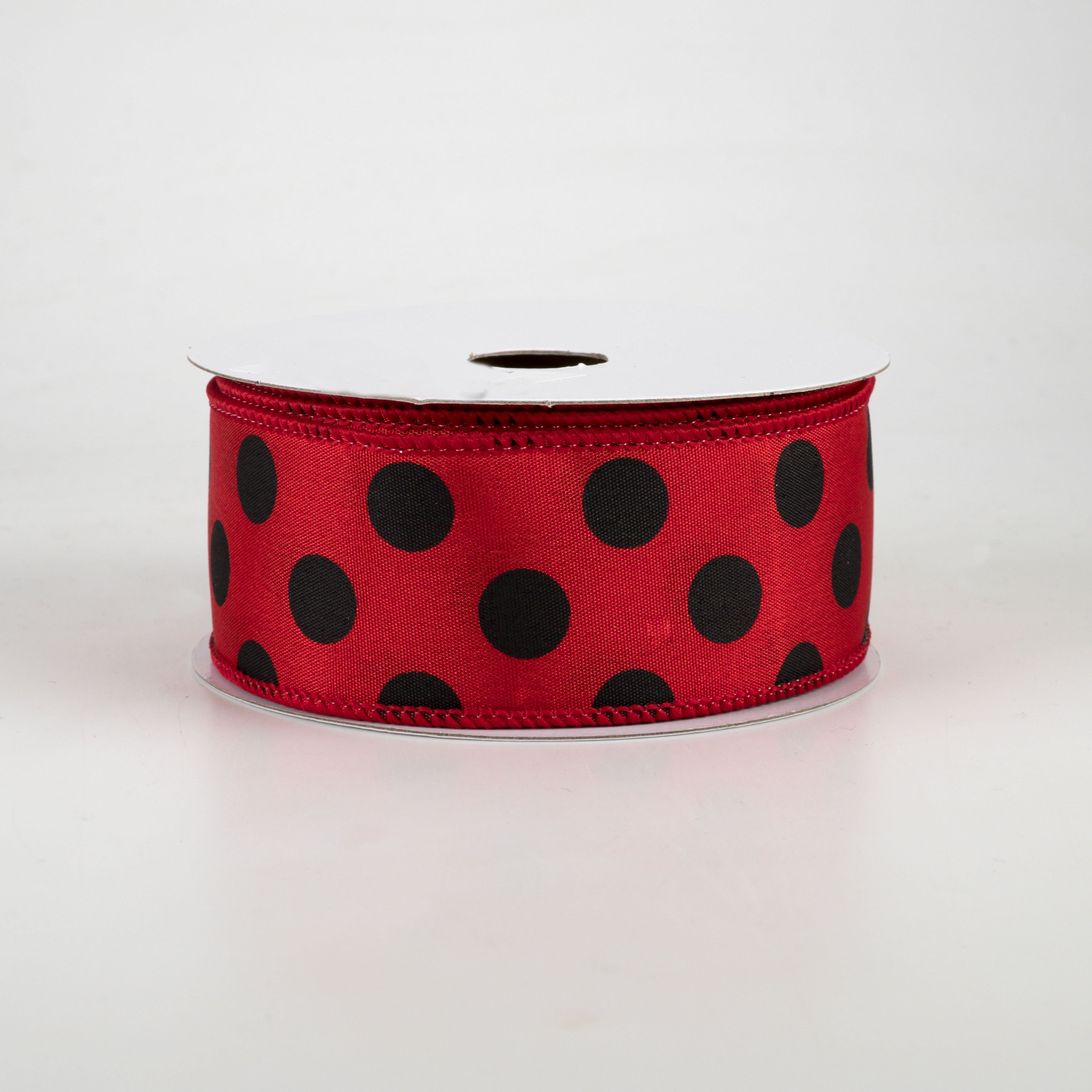 1.5 Inch Big Polka Dot Ribbon - Red and Black Grosgrain Ribbon (10 Yards) for Gift Wrapping, DIY Crafts, Hair Bows, and Party Decorations