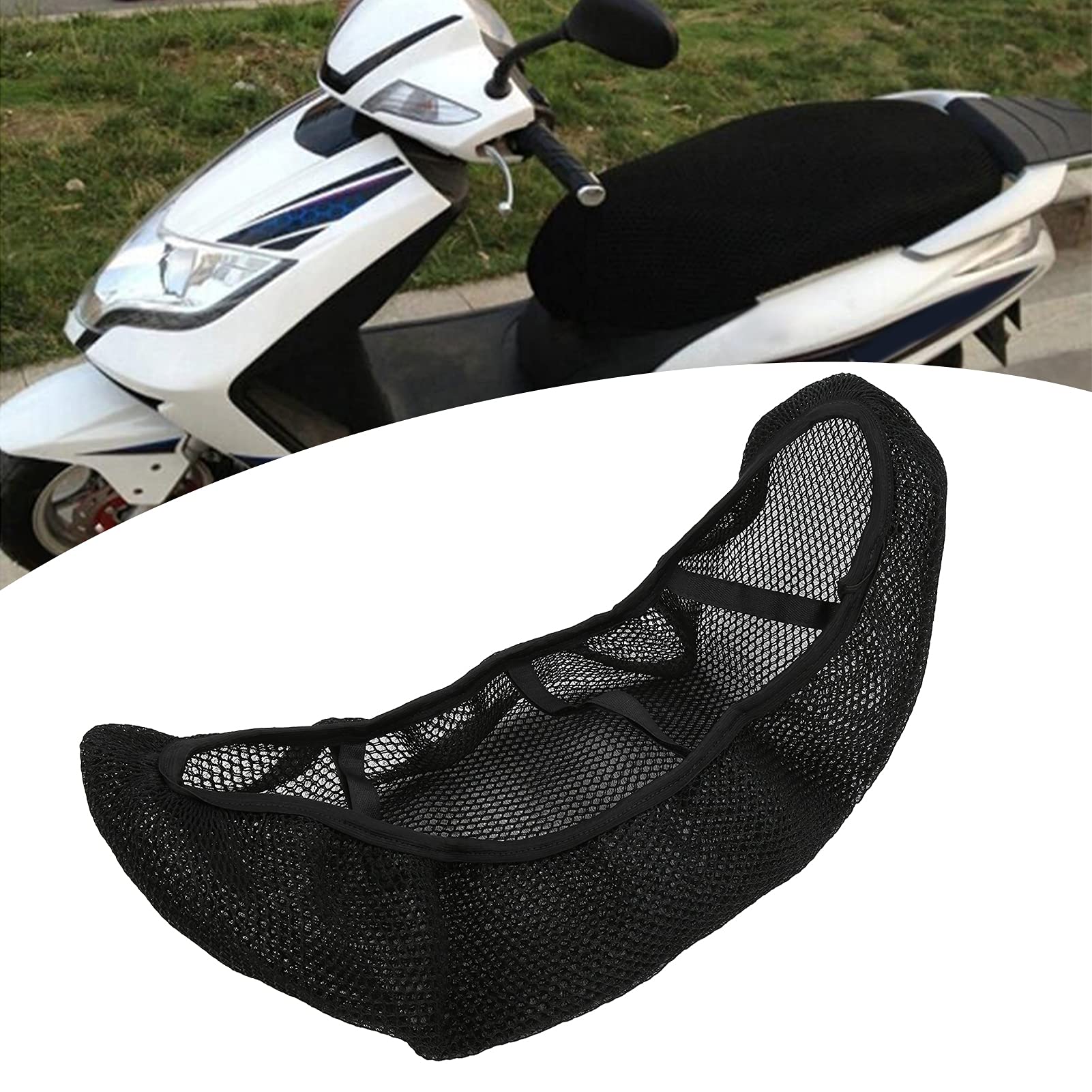 3D Black Nylon Mesh Motorcycle Seat Covers - Breathable Seat Cushion Pad for Comfort Riding | Perfect for Harley, Honda, Yamaha & More | Motorcycle Accessories for Long Distance & Daily Commute