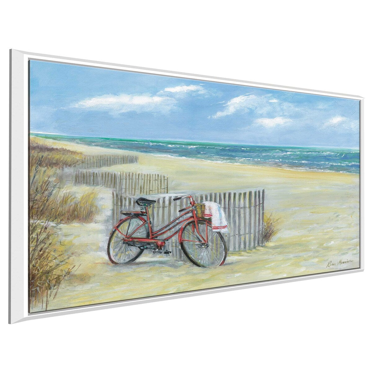 Bike to the Beach Wall Art - Ruane Manning Floating Canvas Print - Perfect for Beach House Decor, Coastal Living Room & Bedroom Wall Decor