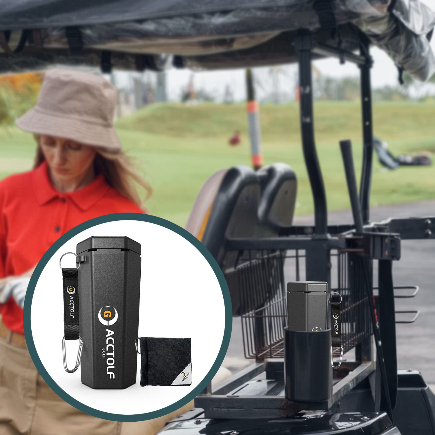 Portable Golf Ball Washer Cleaner - Golf Accessories for Men & Women - Club Cleaning Kit with Microfiber Towel - Leakproof Golf Training Equipment - Perfect for Golf Bags & Carts (Great for Practice, Tournaments & On-Course Cleaning)