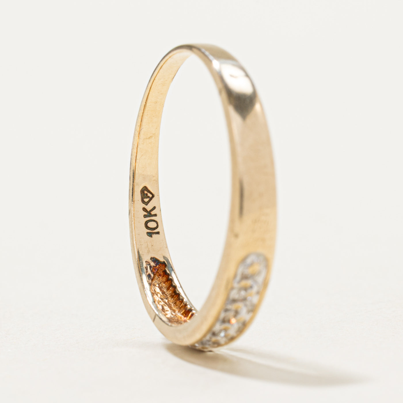 10K Gold Semi Eternity Diamond Ring - 0.035ctw Round Cut Diamond Band, Size 7 | Perfect for Anniversary Gifts, Engagement Rings & Wedding Bands