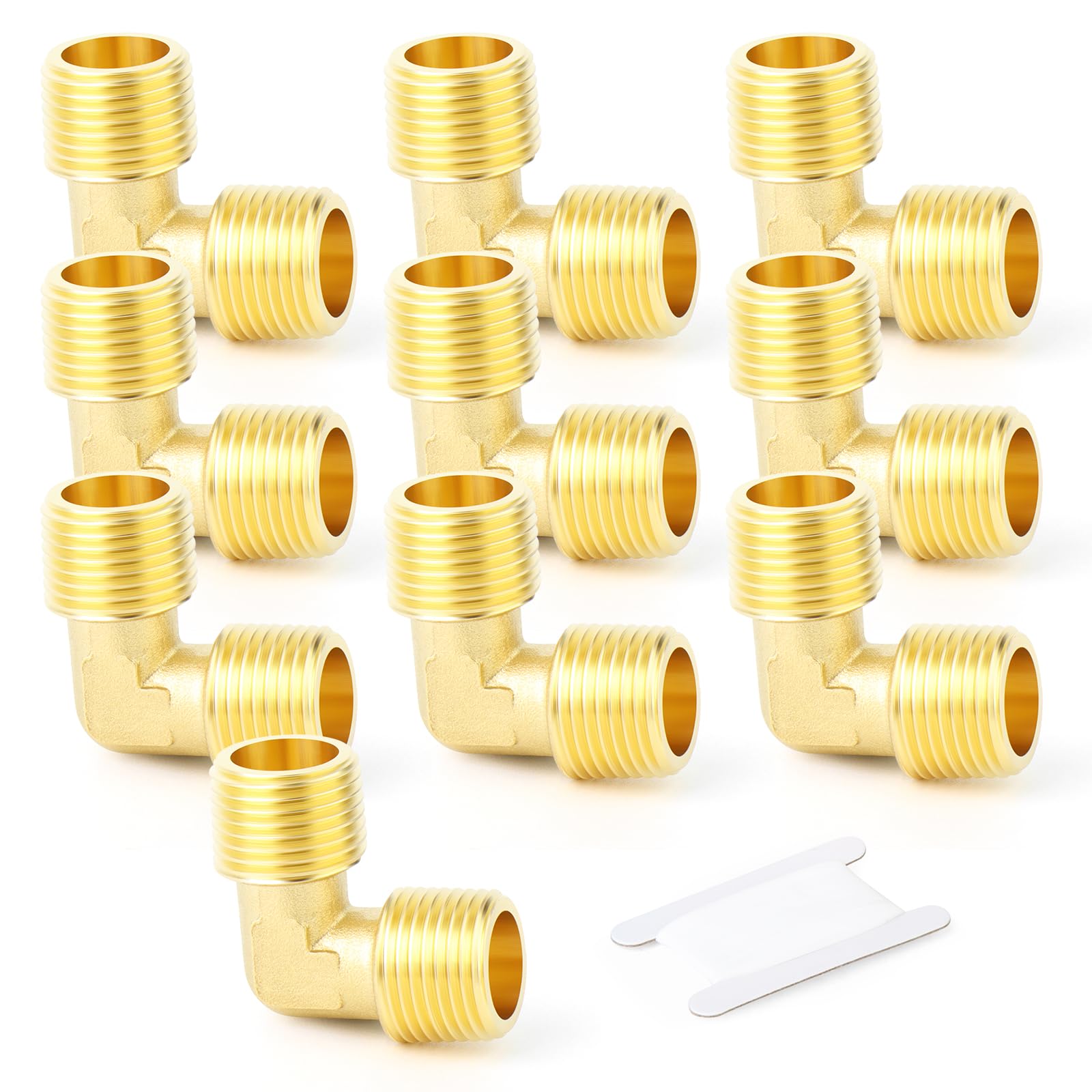 90 Degree Barstock Street Elbow - 5PCS 1/4 Inch NPT Male to Male Brass Pipe Fitting - Perfect for Plumbing, HVAC, and Industrial Applications
