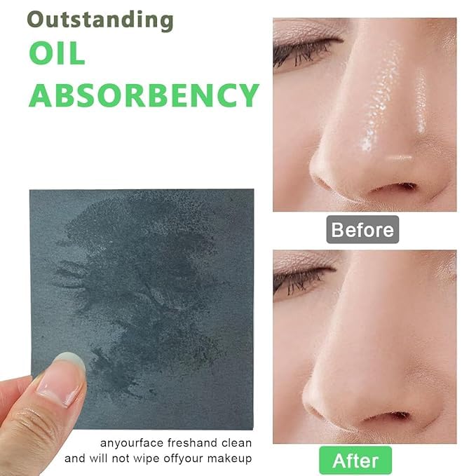 KICHKER 100 Pcs Oil Absorbing Sheets for Face - Premium Oil Control Blotting Papers for Oily Skin, Makeup Blotting Tissues for Women & Men (Black) | Perfect for On-the-Go Shine Control, Gym, Travel & Daily Skincare Routine