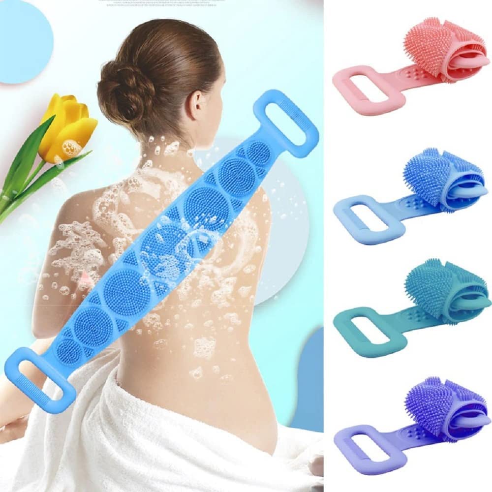 Premium Exfoliating Back Scrubber Belt for Shower & Bath - Long Handle Body Brush with Soft Bristles - Ideal for Exfoliation, Dead Skin Removal & Back Cleaning - Perfect for Men & Women with Hard-to-Reach Areas