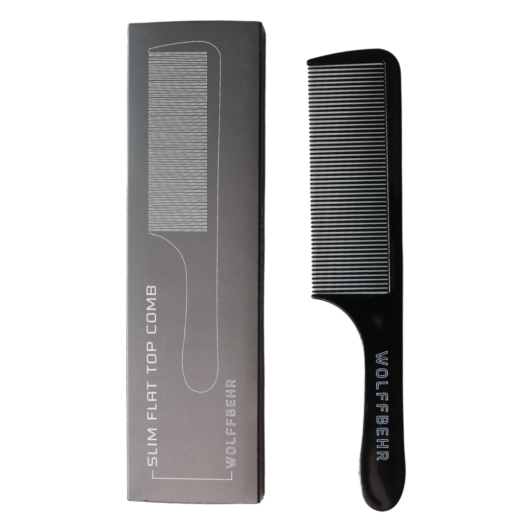 Wolffbehr Professional Slim Flat Top Clipper Barber Comb - Precision Haircutting Tool for Fades, Tapers & Styling - Perfect for Barbers & Home Grooming