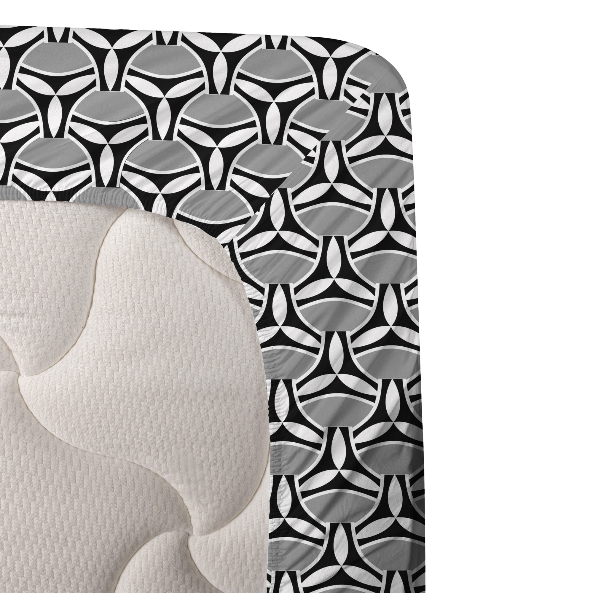 Ambesonne Abstract Geometric Print 4-Piece King Sheet Set - Modernist Design with Creative Motif, Fitted & Flat Sheets + Pillowcases, Charcoal Grey - Perfect for Contemporary Bedrooms, Guest Rooms & Airbnb Stays