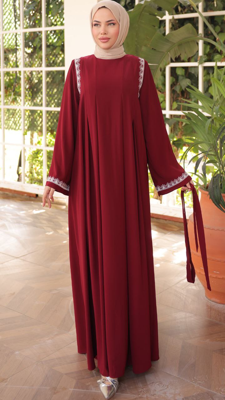Elegant Nila Long Abaya Dress with Long Sleeves - Modest Muslim Women's Prayer Dress for Home & Mosque Wear