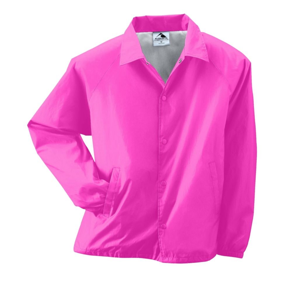 Augusta Activewear Nylon Coach's Jacket with Lining - Power Pink, X-Large | Lightweight Water-Resistant Windbreaker for Outdoor Sports & Casual Wear