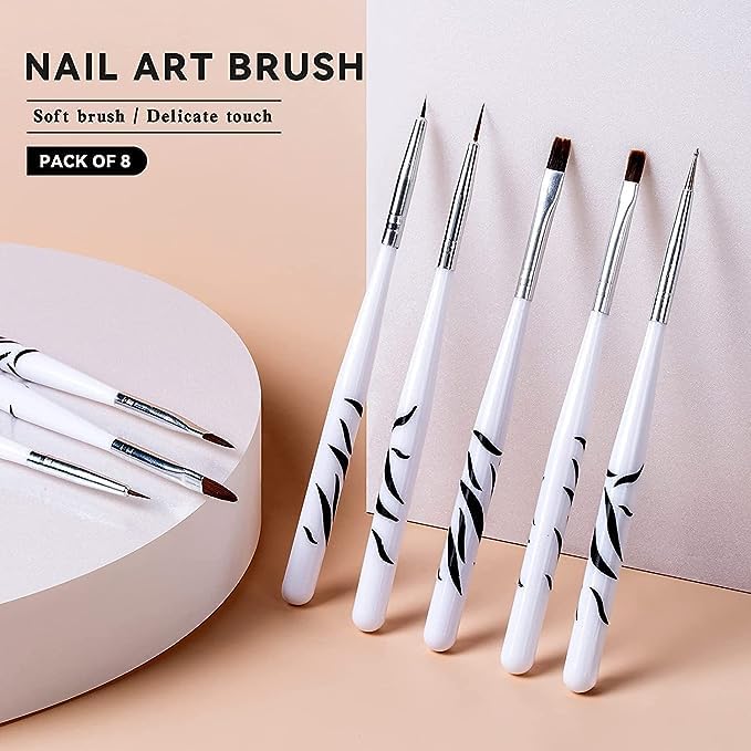 BANIRA Professional Acrylic Nail Art Brush Set - Detailing, Striping & Blending Tools for UV Gel Nails, Flower Design Pen Kit | Perfect for Salon, Home Manicure & Nail Art Enthusiasts
