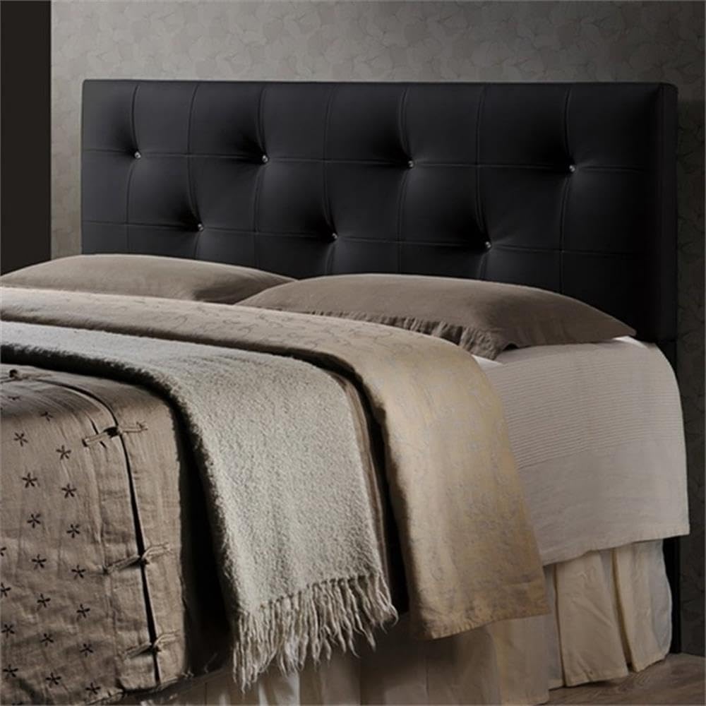 Allora Modern Faux Leather Tufted Queen Size Panel Headboard in Black - Luxury Bedroom Decor for Master Bedroom & Guest Room