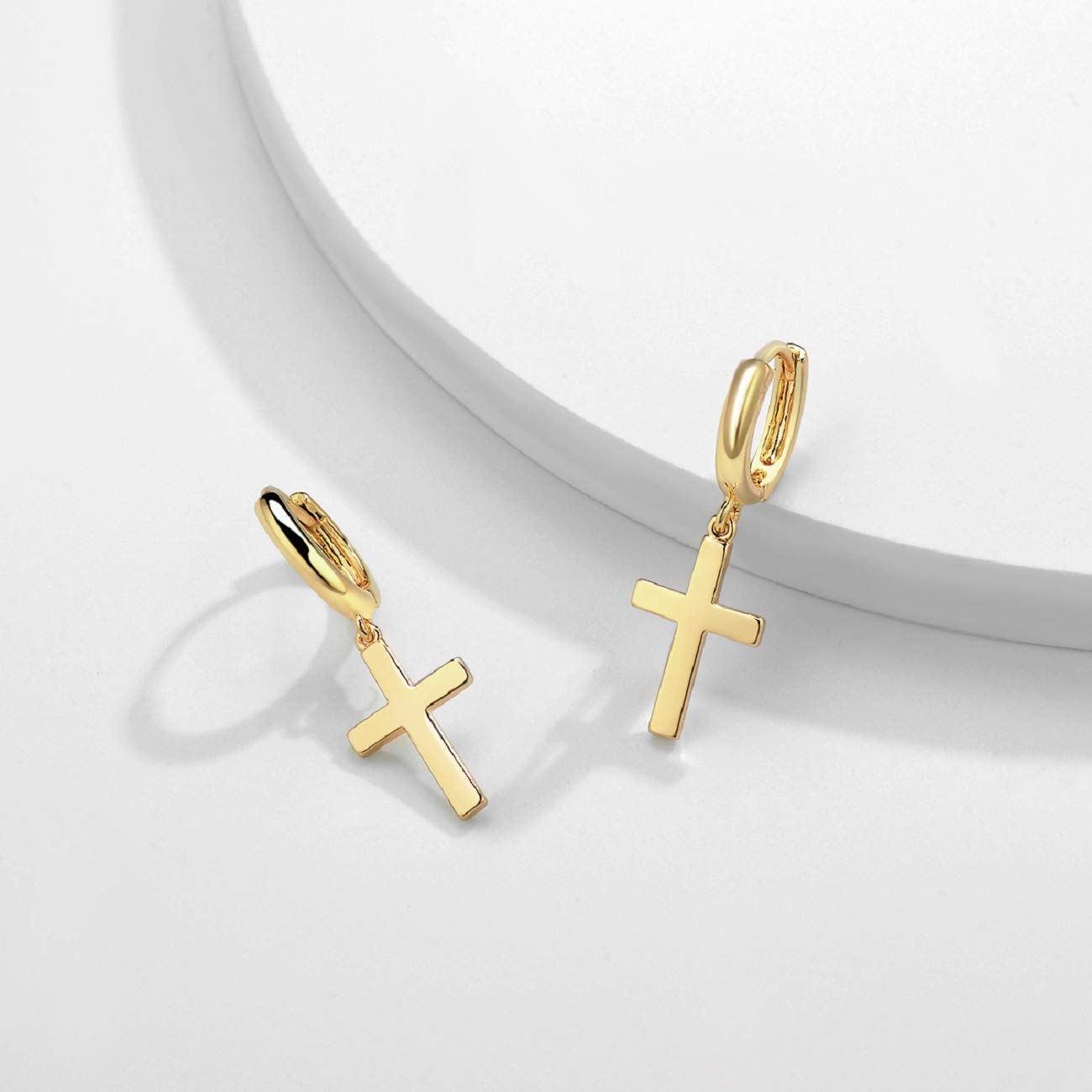 VALLOEY ROVER 14K Gold Plated Hoop Earrings for Women - Hypoallergenic Dainty Dangle Earrings with Charm | Elegant Everyday Jewelry for Work, Party & Special Occasions