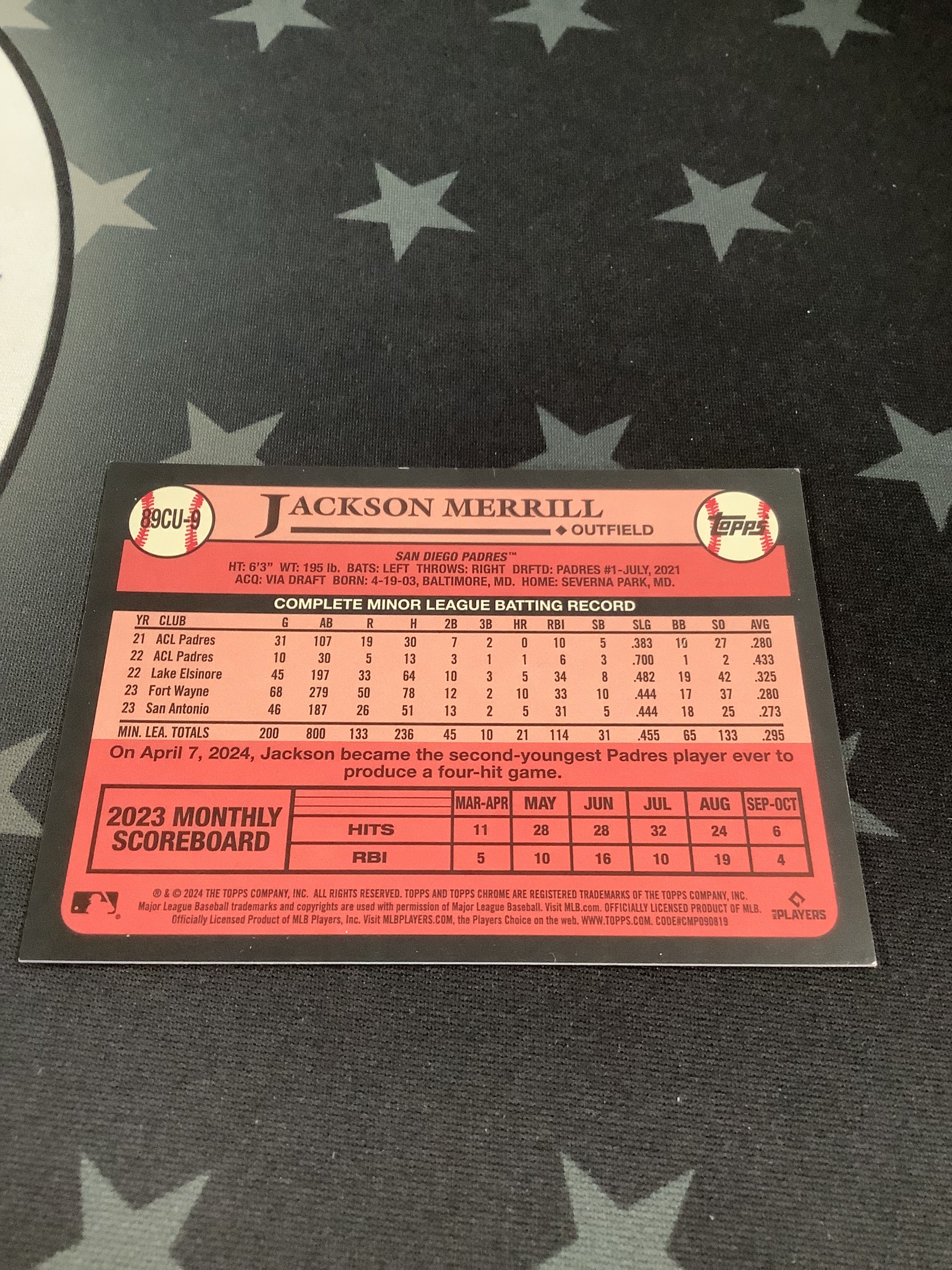 2024 Topps Chrome 35th Anniversary Jackson Merrill Rookie Card Orange Refractor /25 89CU 9 - Rare Baseball Collectible for Sports Memorabilia Enthusiasts & Card Investors