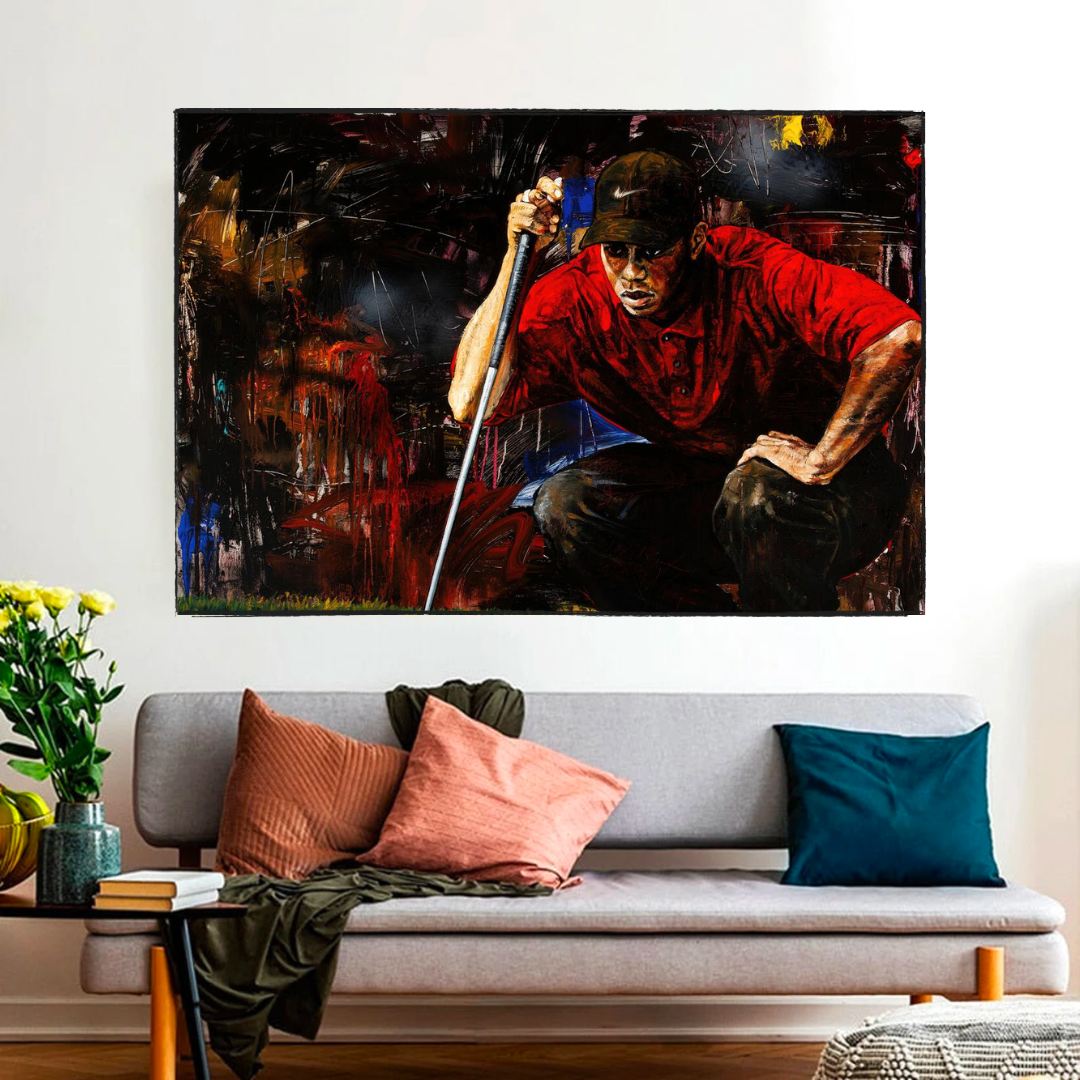Tiger Woods Golf Canvas Wall Art - Premium Golf Decor for Home, Office & Man Cave - Perfect Gift for Golf Lovers & Sports Fans