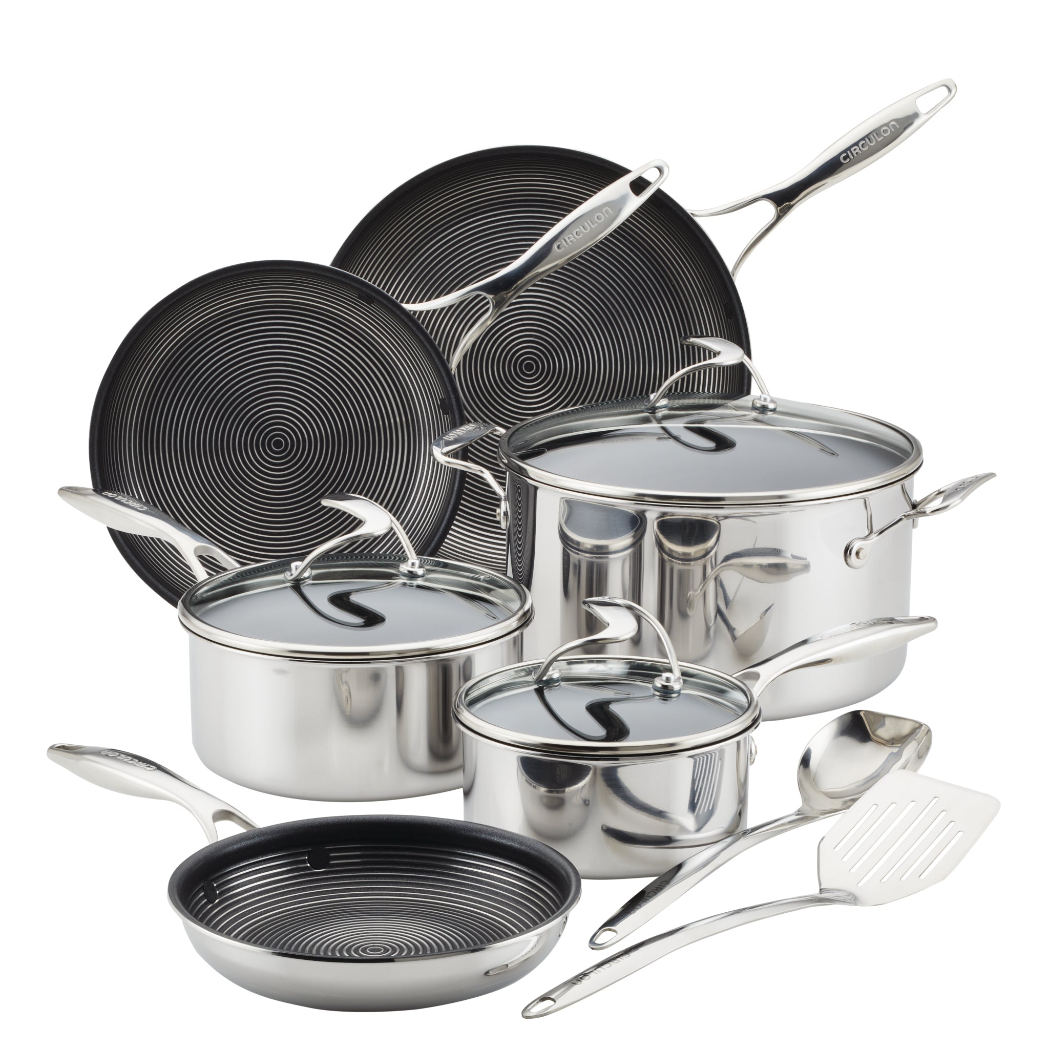 11-Piece Stainless Steel & Hybrid Nonstick Cookware Set - Professional Kitchen Cookware for Frying, Boiling & Baking | Perfect for Home Chefs & Restaurant Use