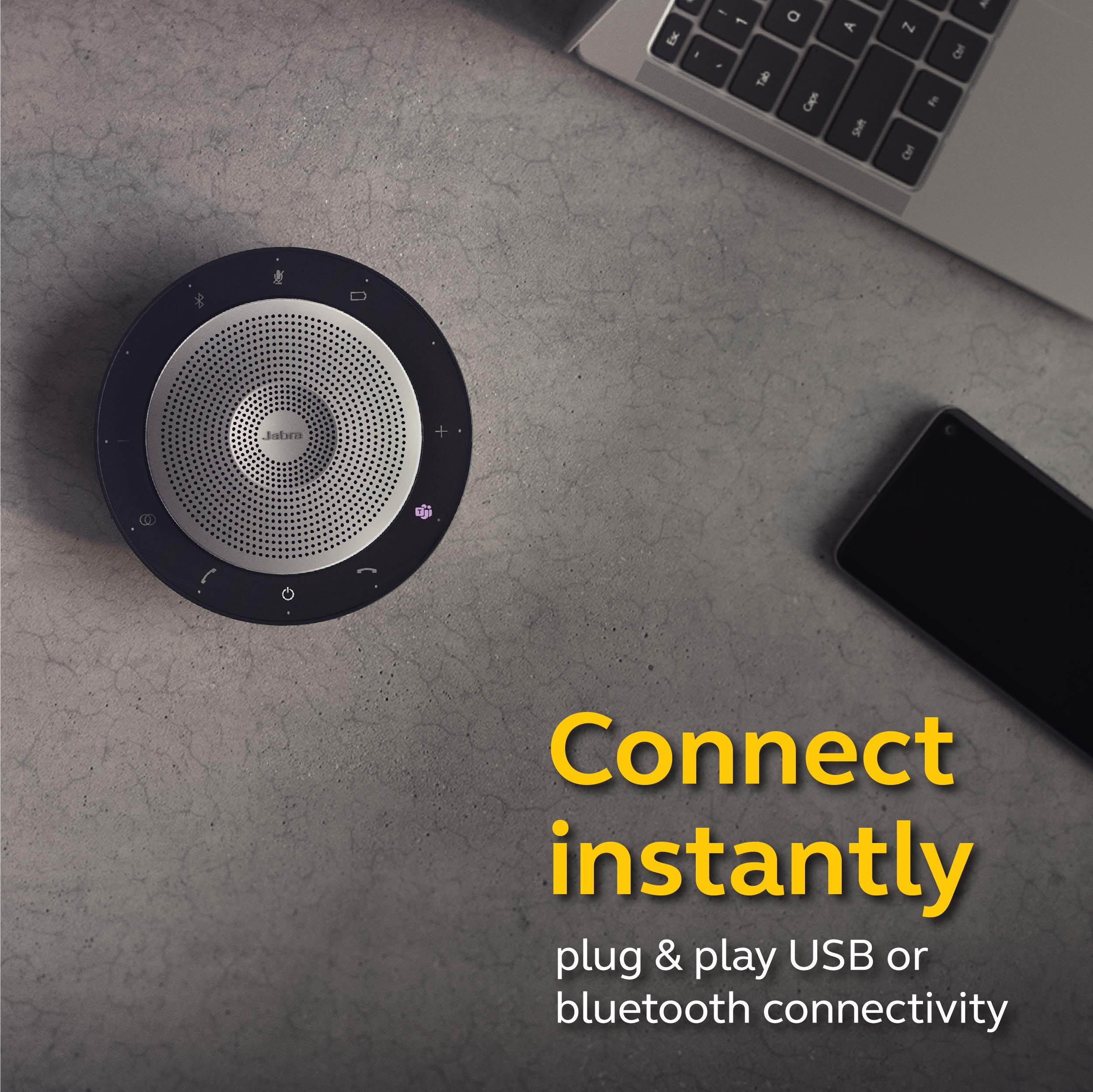 Jabra Speak 750 MS Wireless Bluetooth Speakerphone with Link 370 USB Adapter - Portable Conference Speaker for Crystal Clear Meetings Anywhere - Microsoft Teams Certified - Perfect for Home Office, Remote Work & Virtual Meetings