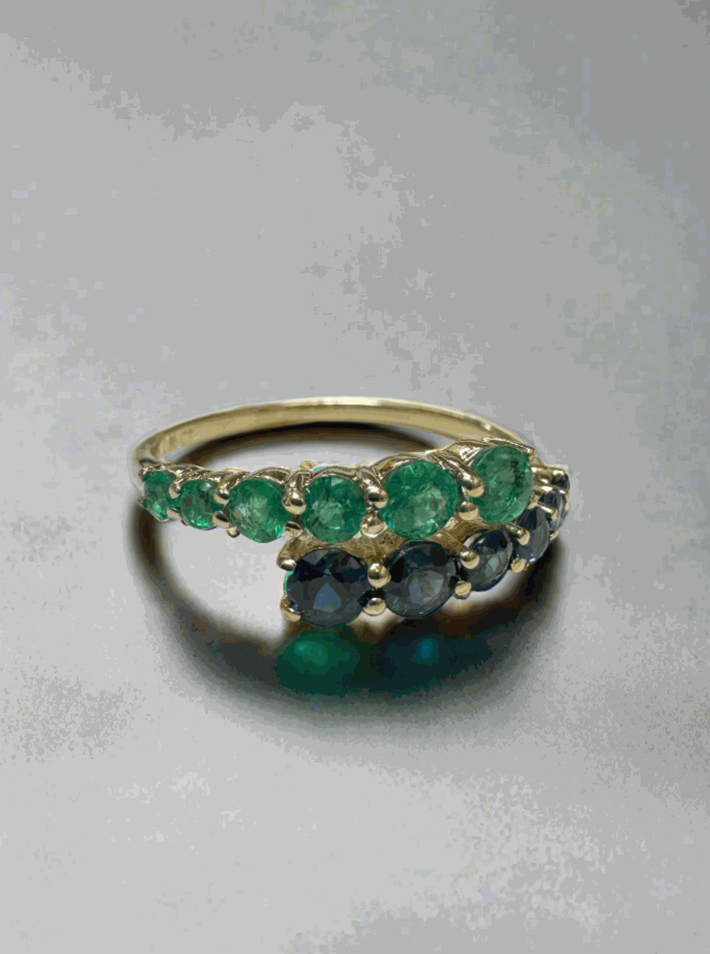 0.95tcw Emerald & Sapphire Ring 14K Gold - Elegant Vintage Style Jewelry for Women - Perfect for Weddings, Anniversaries & Special Occasions
